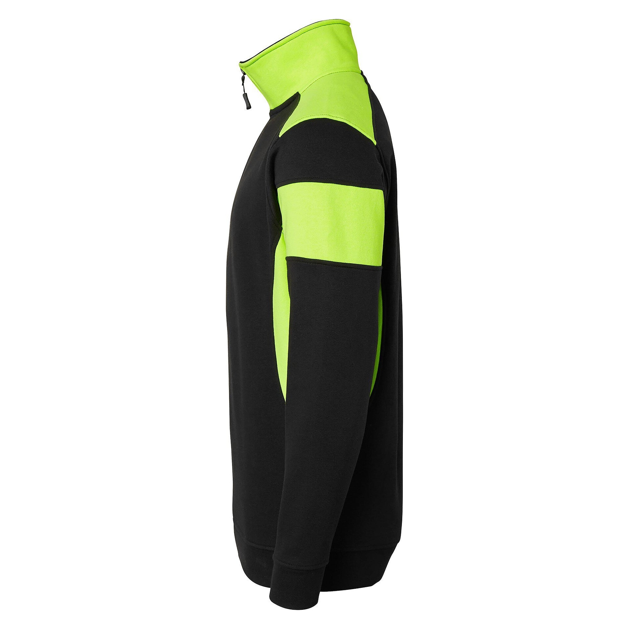 Sweat-shirt demi-zip 222 à visibilité améliorée et col zippé, noir/jaune fluo - Top Swede 1000666914