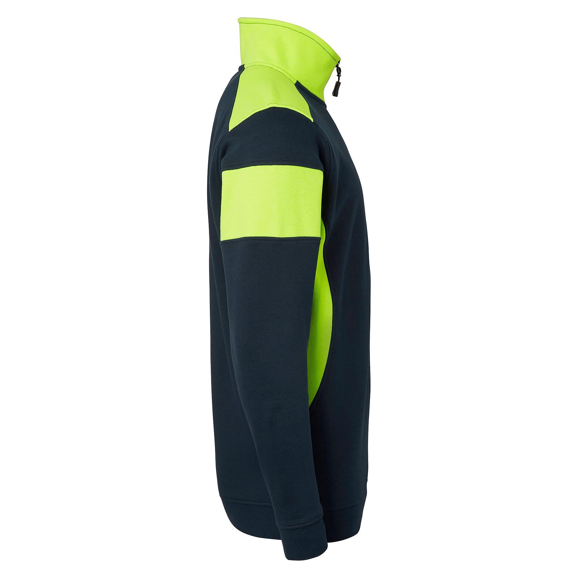 222 high-visibility half-zip sweatshirt with short collar zip, navy/fluorescent yellow - Top Swede 1000666960