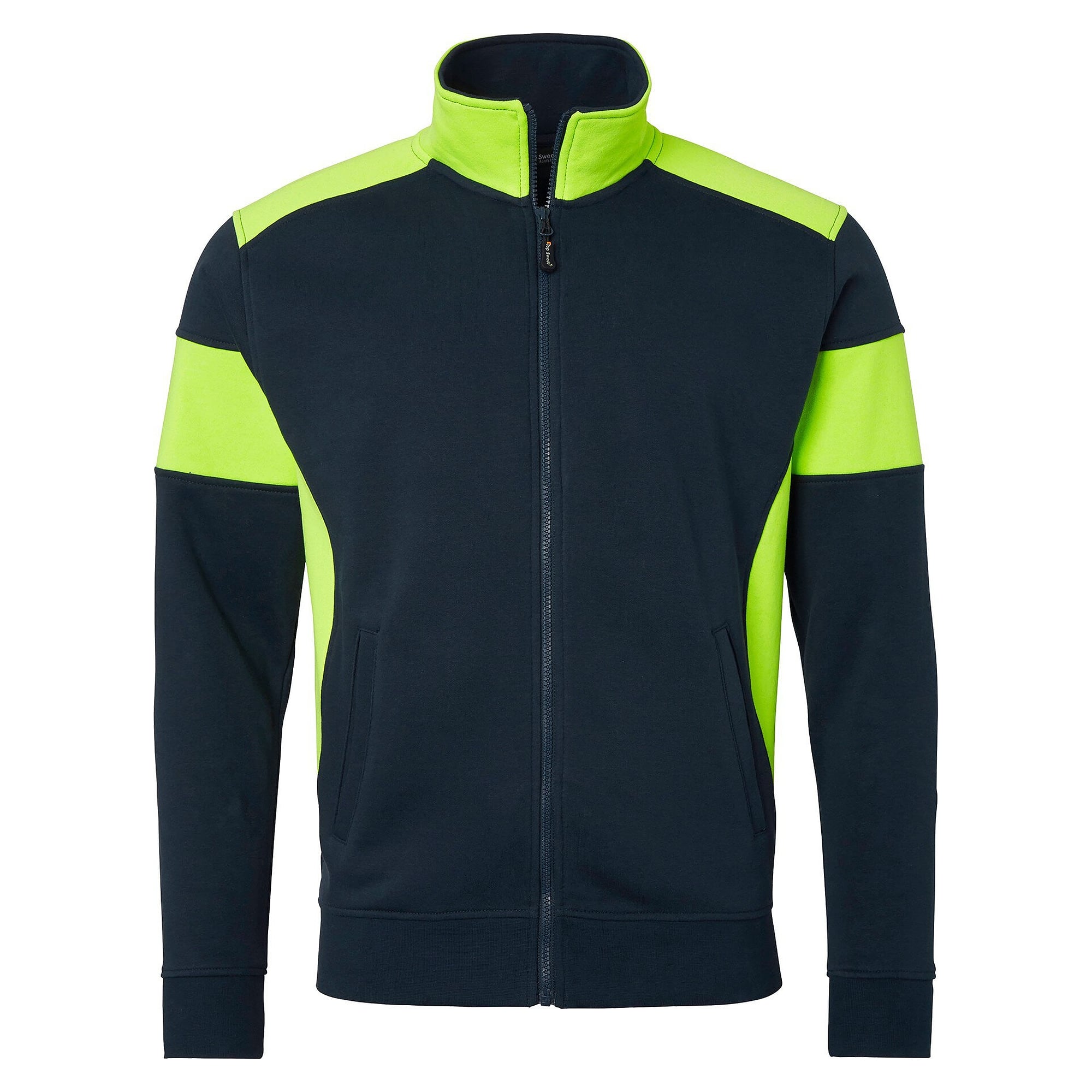 Veste sweat 223 à visibilité améliorée et zip intégral, bleu marine/jaune fluo - Top Swede 1000667960