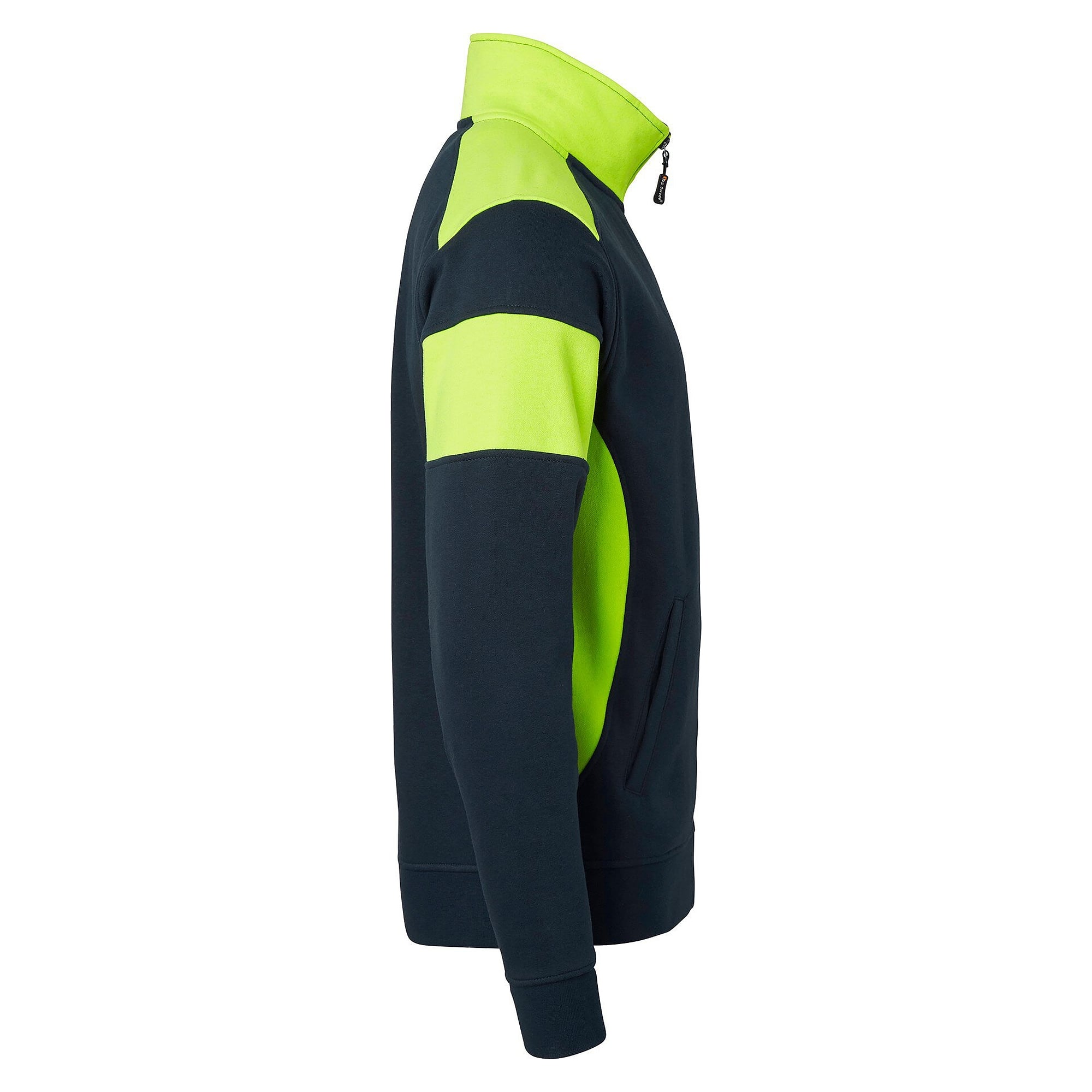 Sweat jacket 223 with enhanced visibility and full zip, navy/fluorescent yellow - Top Swede 1000667960