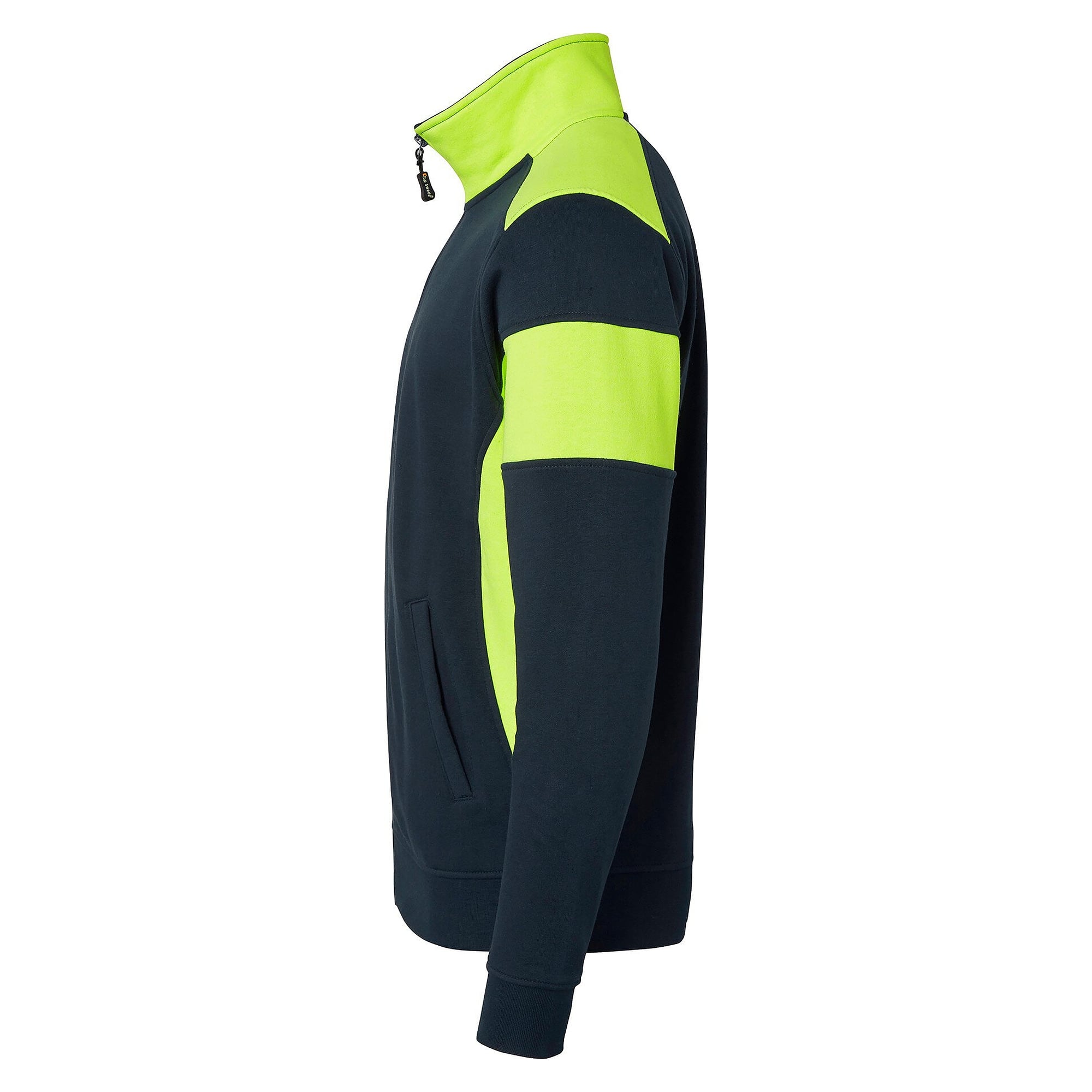 Sweat jacket 223 with enhanced visibility and full zip, navy/fluorescent yellow - Top Swede 1000667960