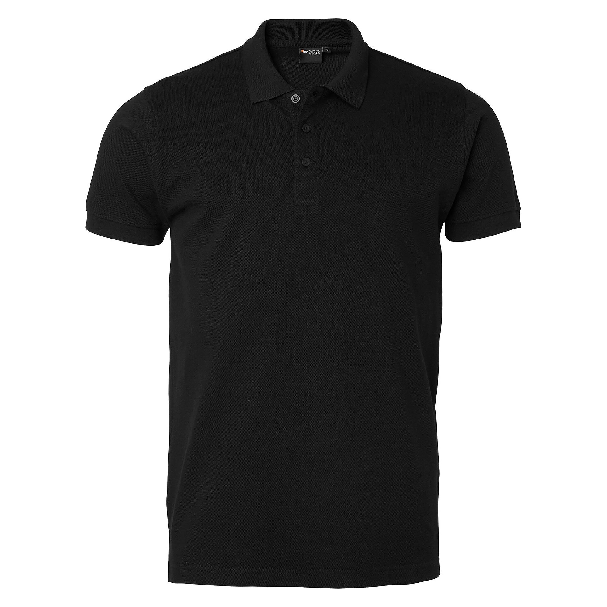 Polo homme 190 en piqué de coton avec col côtelé, manches courtes, noir - Top Swede 1000672001