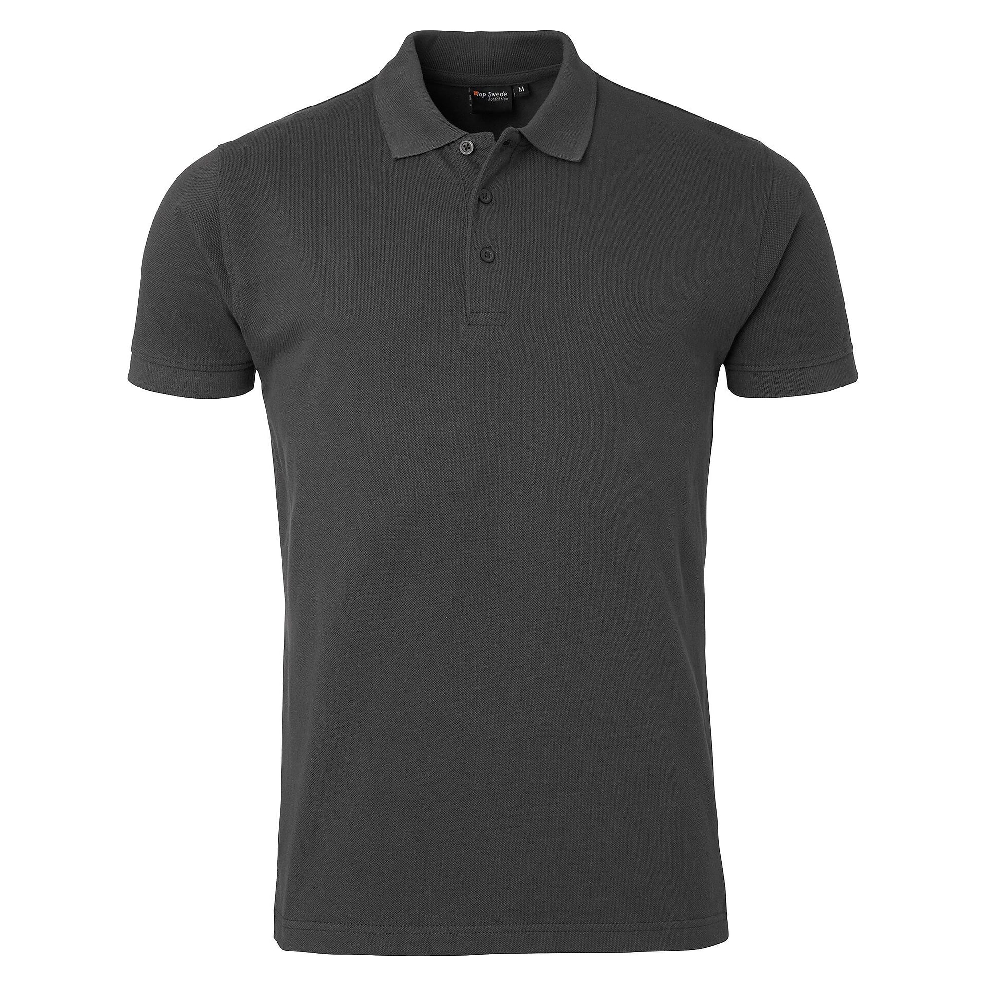 Polo homme 190 en piqué de coton avec col côtelé, manches courtes, gris foncé - Top Swede 1000672021