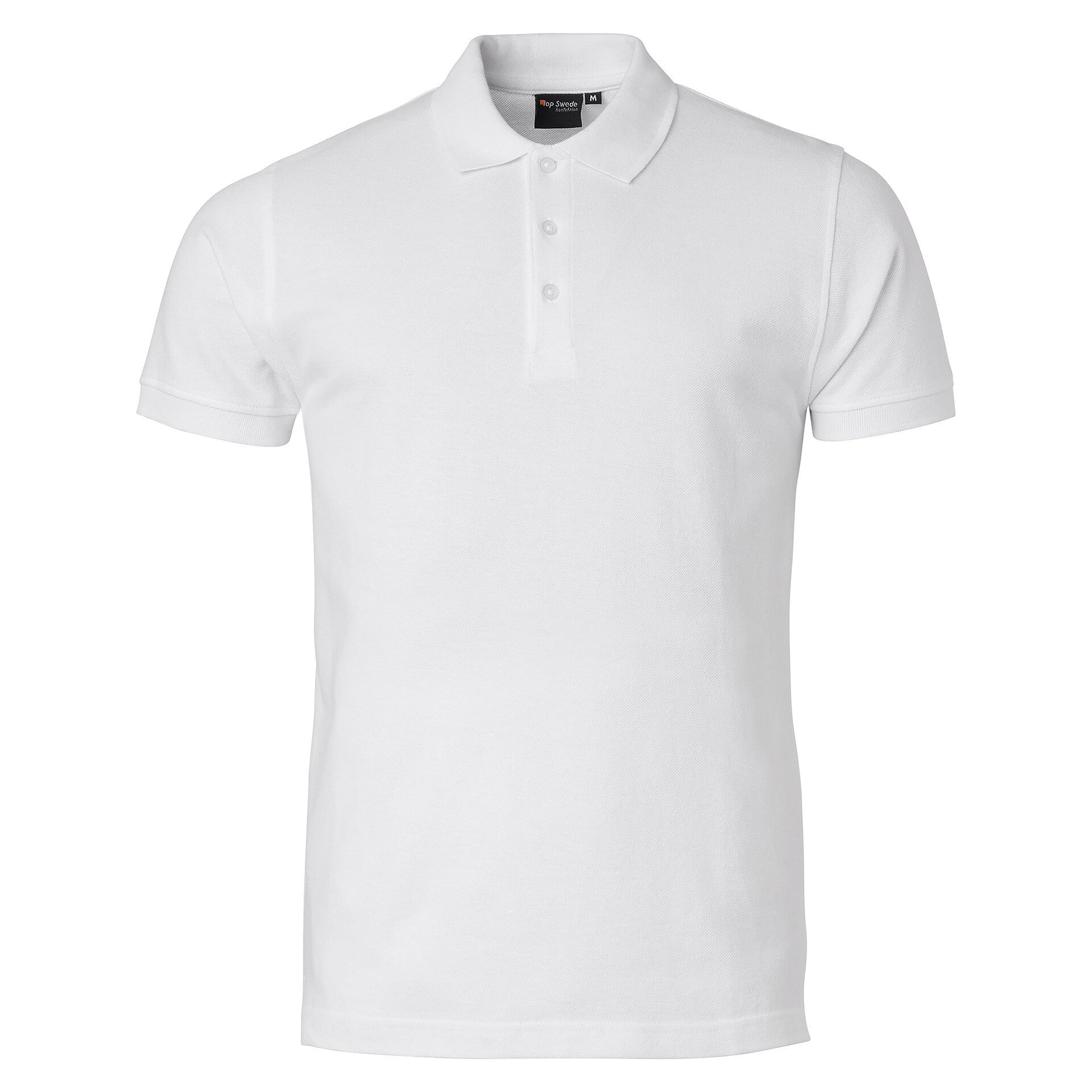 Polo homme 190 en piqué de coton avec col côtelé, manches courtes, blanc - Top Swede 1000672101