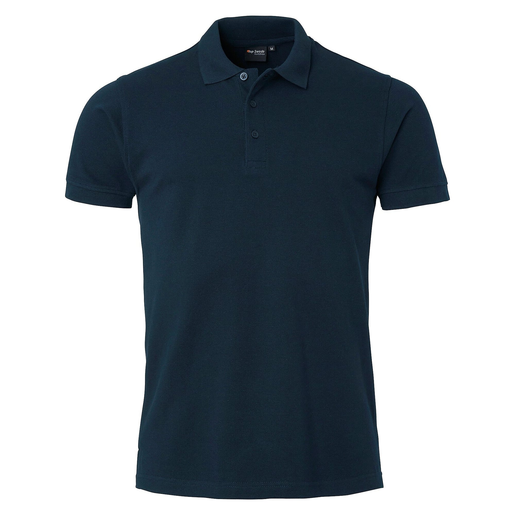Polo homme 190 en piqué de coton avec col côtelé, manches courtes, bleu marine - Top Swede 1000672403