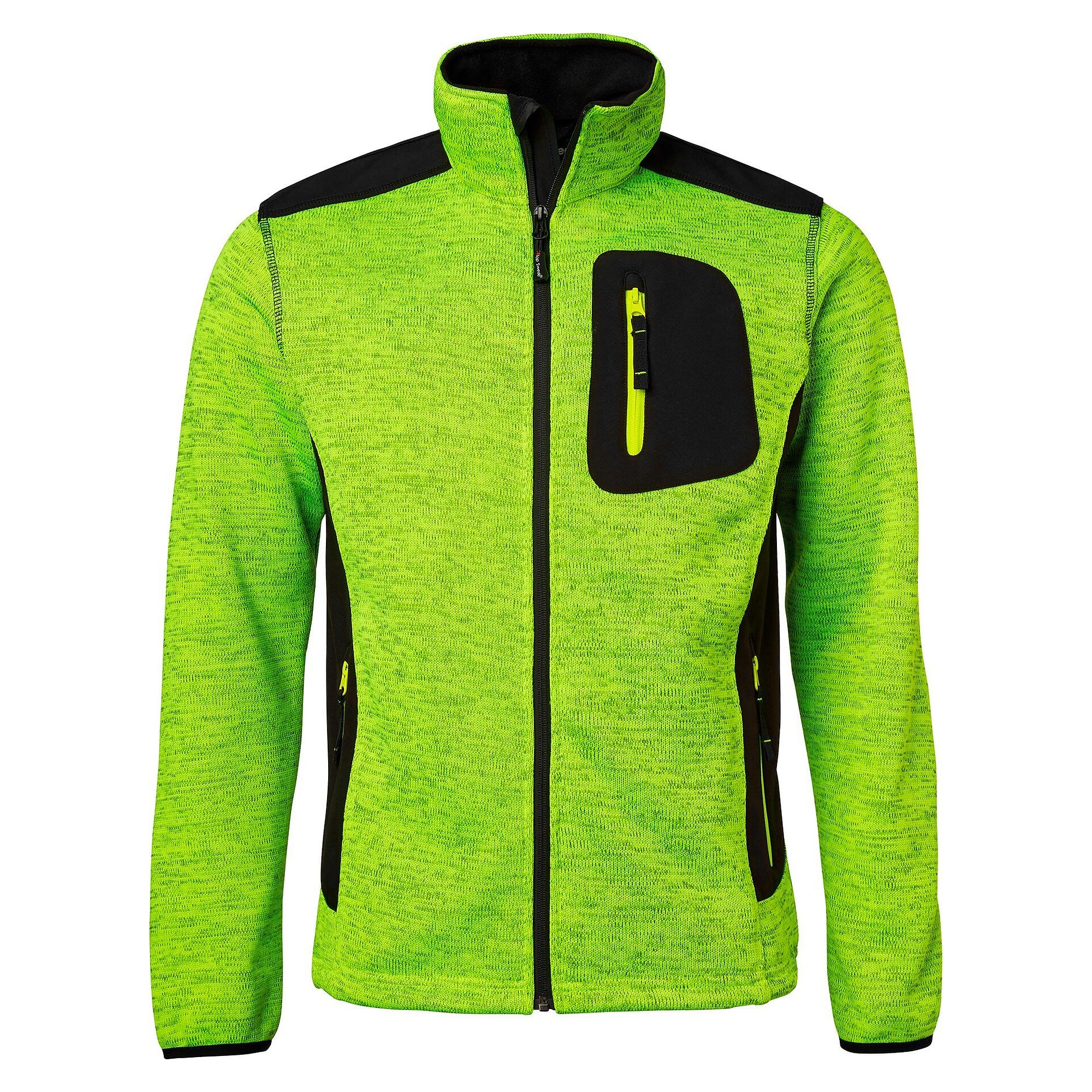 Veste en polaire tricotée avec empiècements softshell, jaune chiné/noir - Top Swede 1000687981