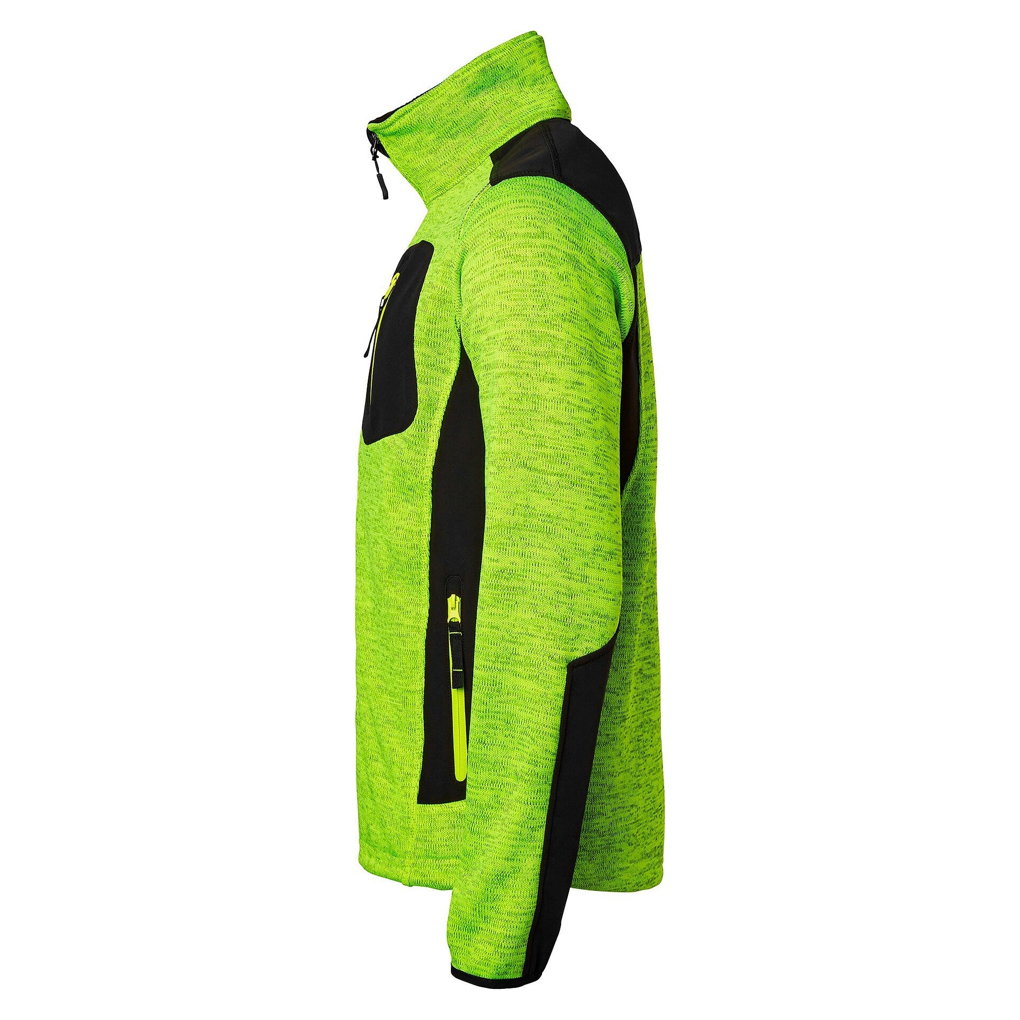 Veste en polaire tricotée avec empiècements softshell, jaune chiné/noir - Top Swede 1000687981
