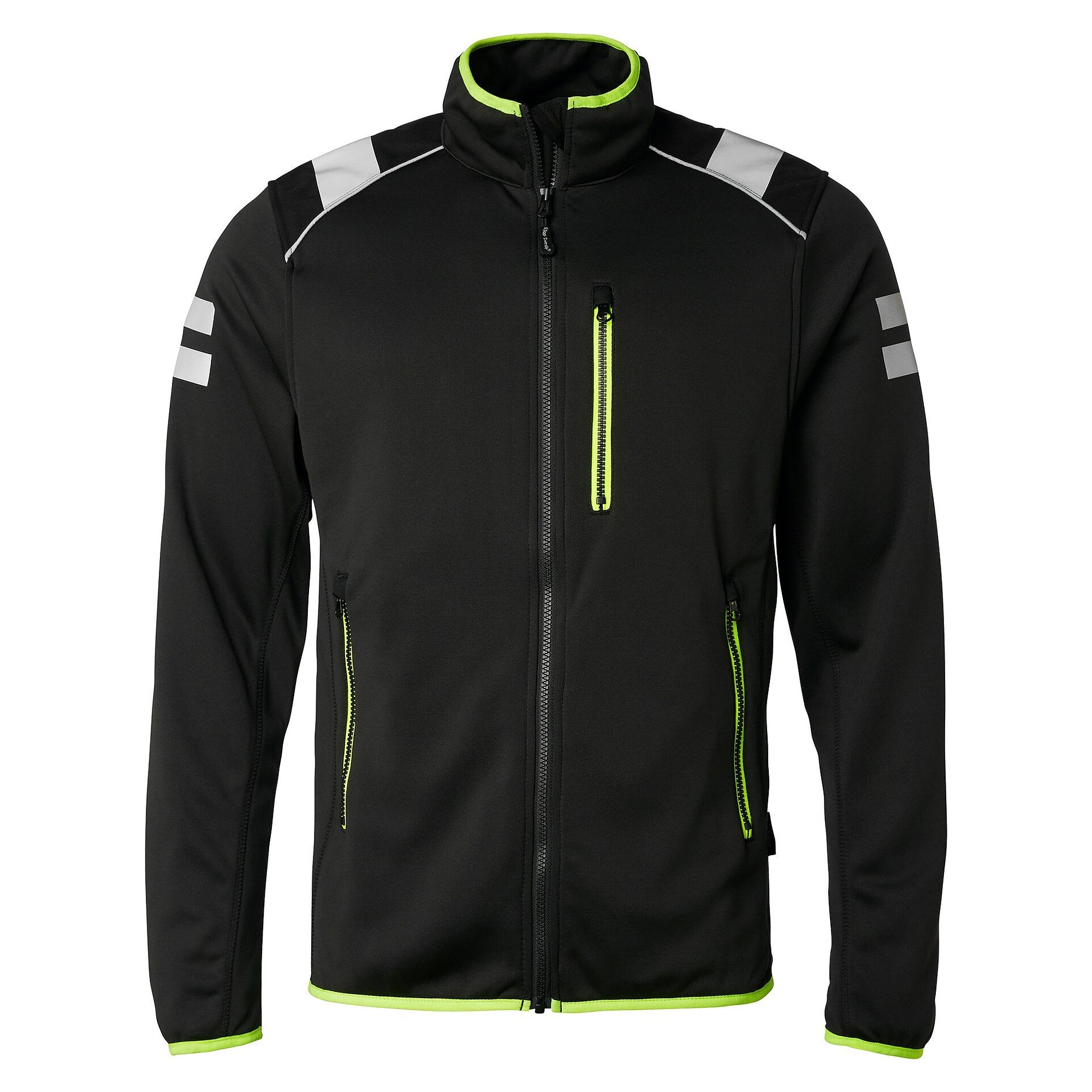 Full-zip sweat jacket with phone pockets and reflectors, black, unisex - Top Swede 1000688001