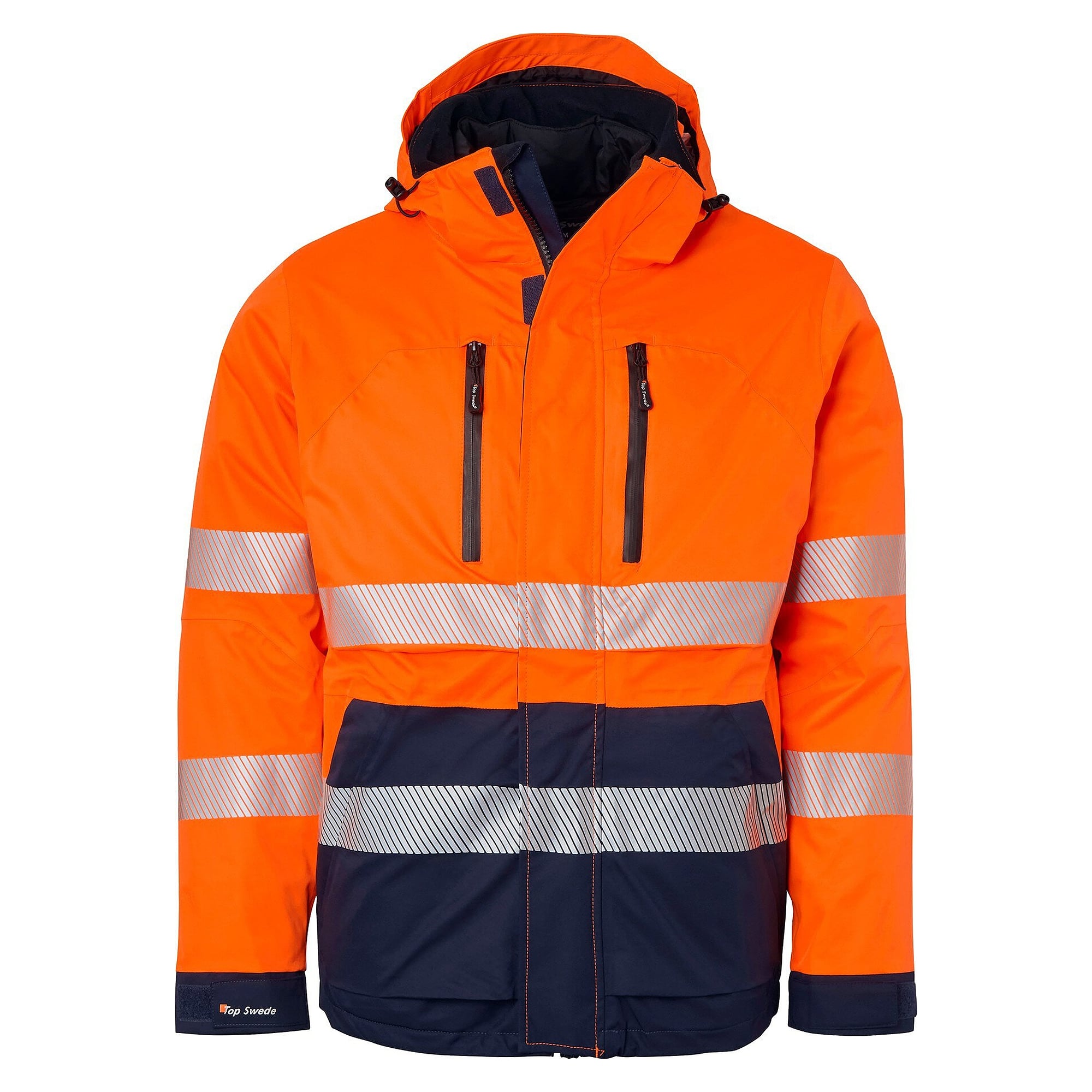 Warnschutz-3-in-1-Jacke 127 mit herausnehmbarem Futter, EN ISO 20471 Kl. 3, orange/navy - Top Swede 1000691991