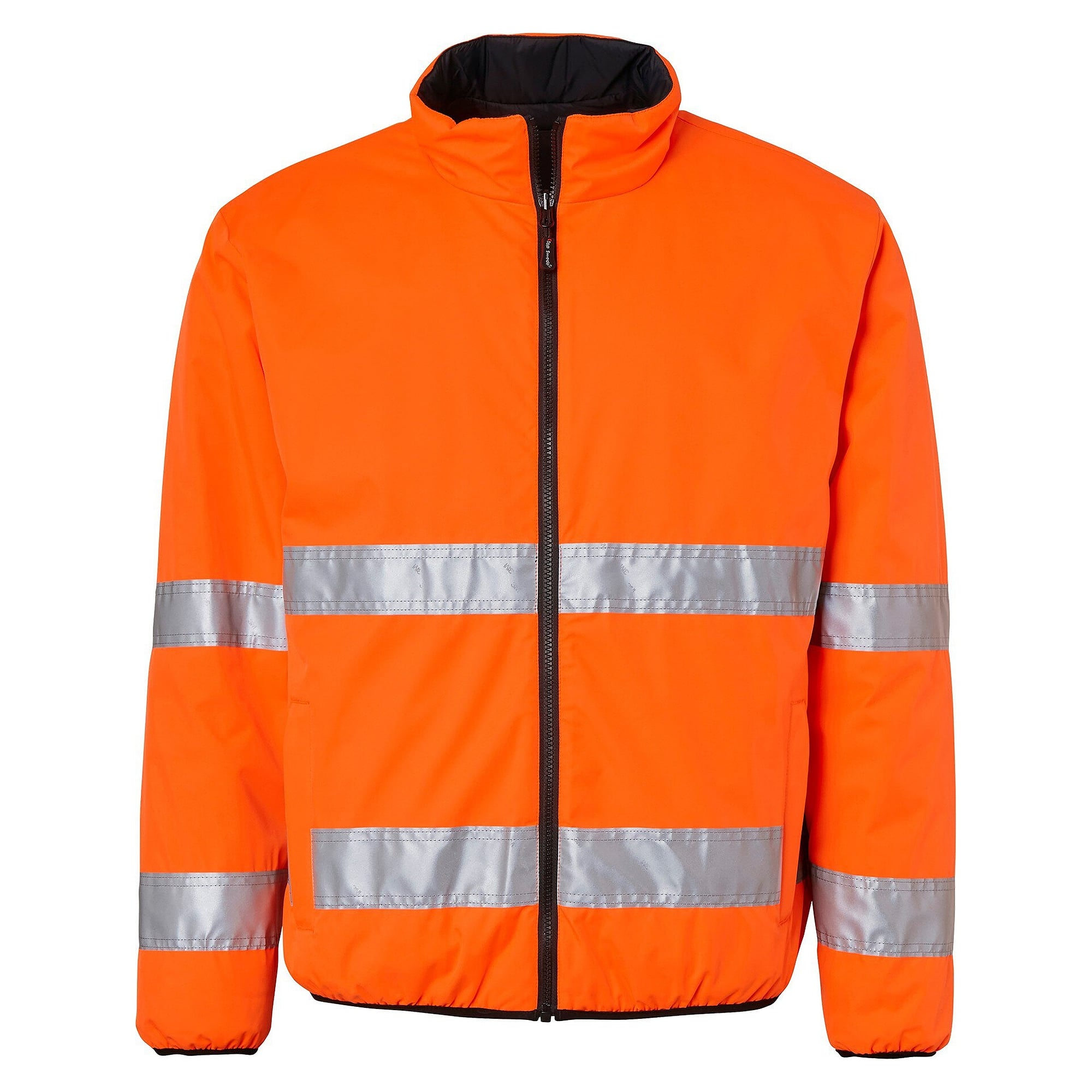 Wattierte Warnschutz-Wendejacke 129, EN ISO 20471 Klasse 3, Stretch, Warnorange/Schwarz - Top Swede 1000693990