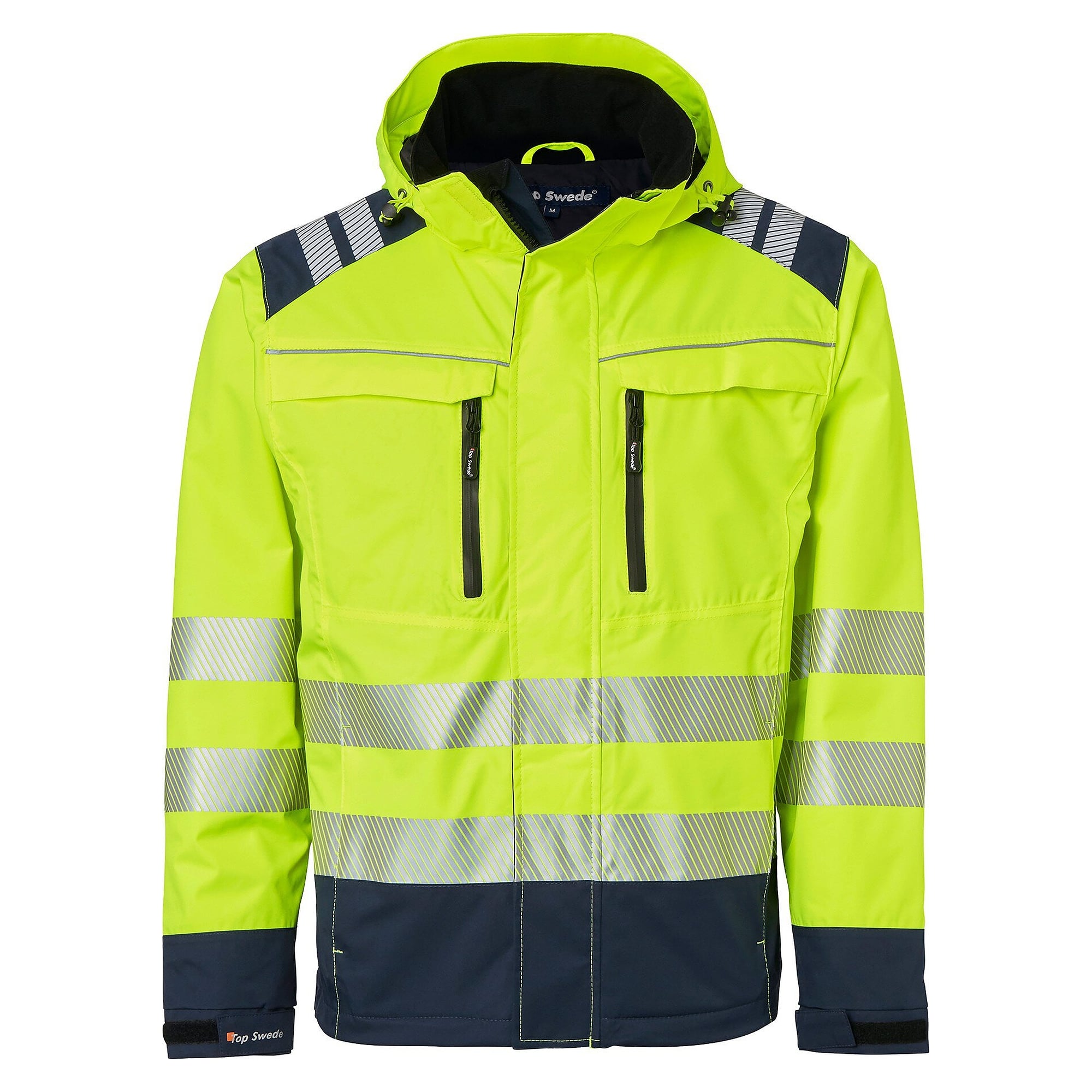 Veste shell haute visibilité 130 avec passe-pouces, EN 343 classe 3, jaune fluo/bleu marine - Top Swede 1000694983