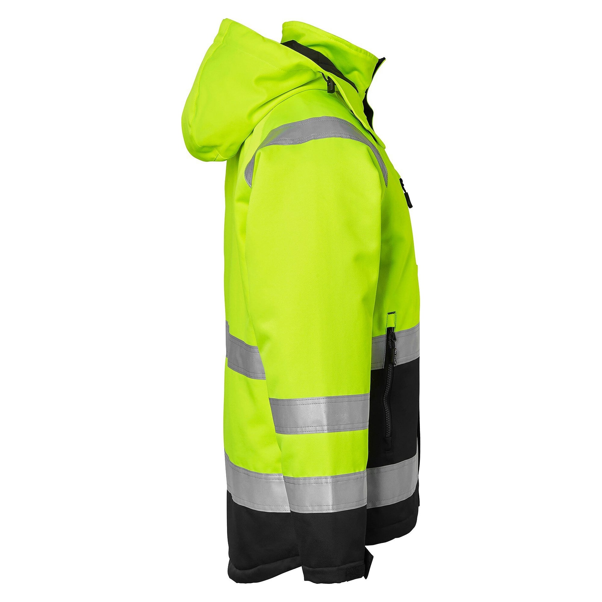 Warnschutz-Winterjacke 131 nach EN ISO 20471 Klasse 3, gesteppt, mit Kapuze, fluoreszierend gelb/schwarz - Top Swede 1000695982