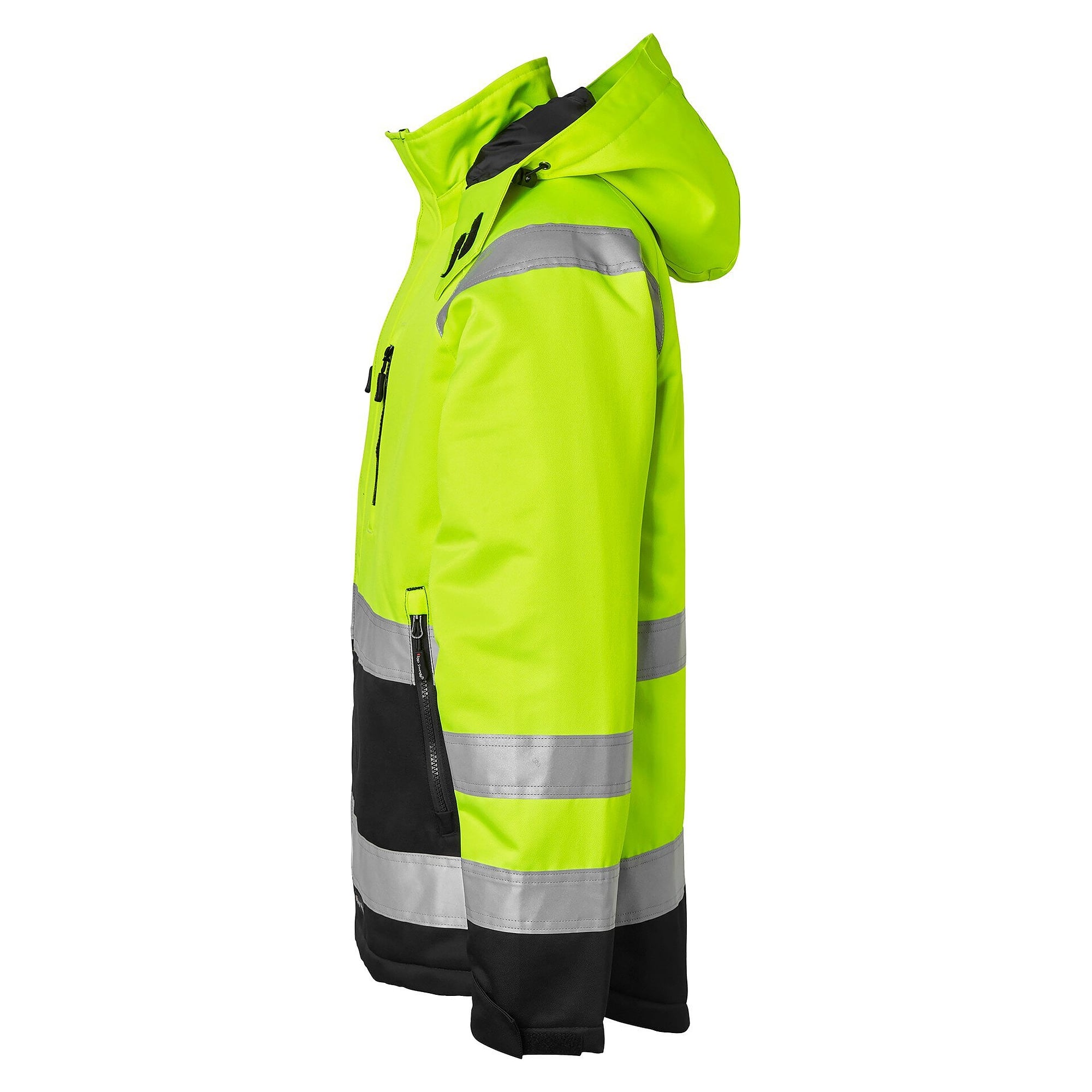 Warnschutz-Winterjacke 131 nach EN ISO 20471 Klasse 3, gesteppt, mit Kapuze, fluoreszierend gelb/schwarz - Top Swede 1000695982