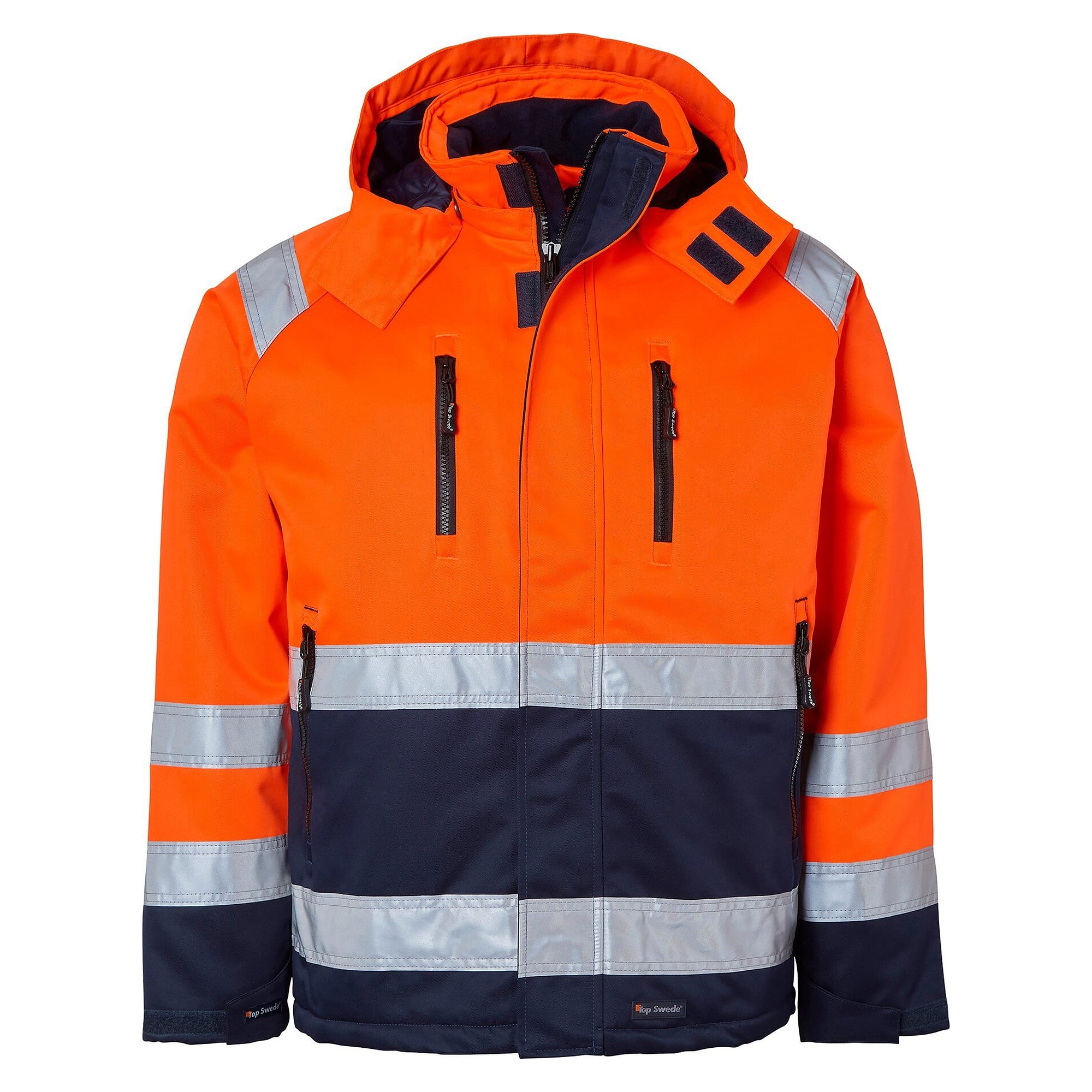 Warnschutz-Winterjacke 131 EN ISO 20471 Klasse 3, gesteppt, fluoreszierend orange/marineblau - Top Swede 1000695991
