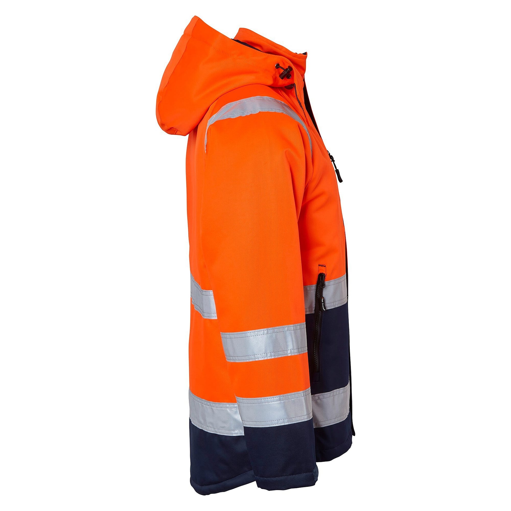 Warnschutz-Winterjacke 131 nach EN ISO 20471 Klasse 3, gesteppt, mit Kapuze, fluoreszierend orange/marineblau - Top Swede 1000695991