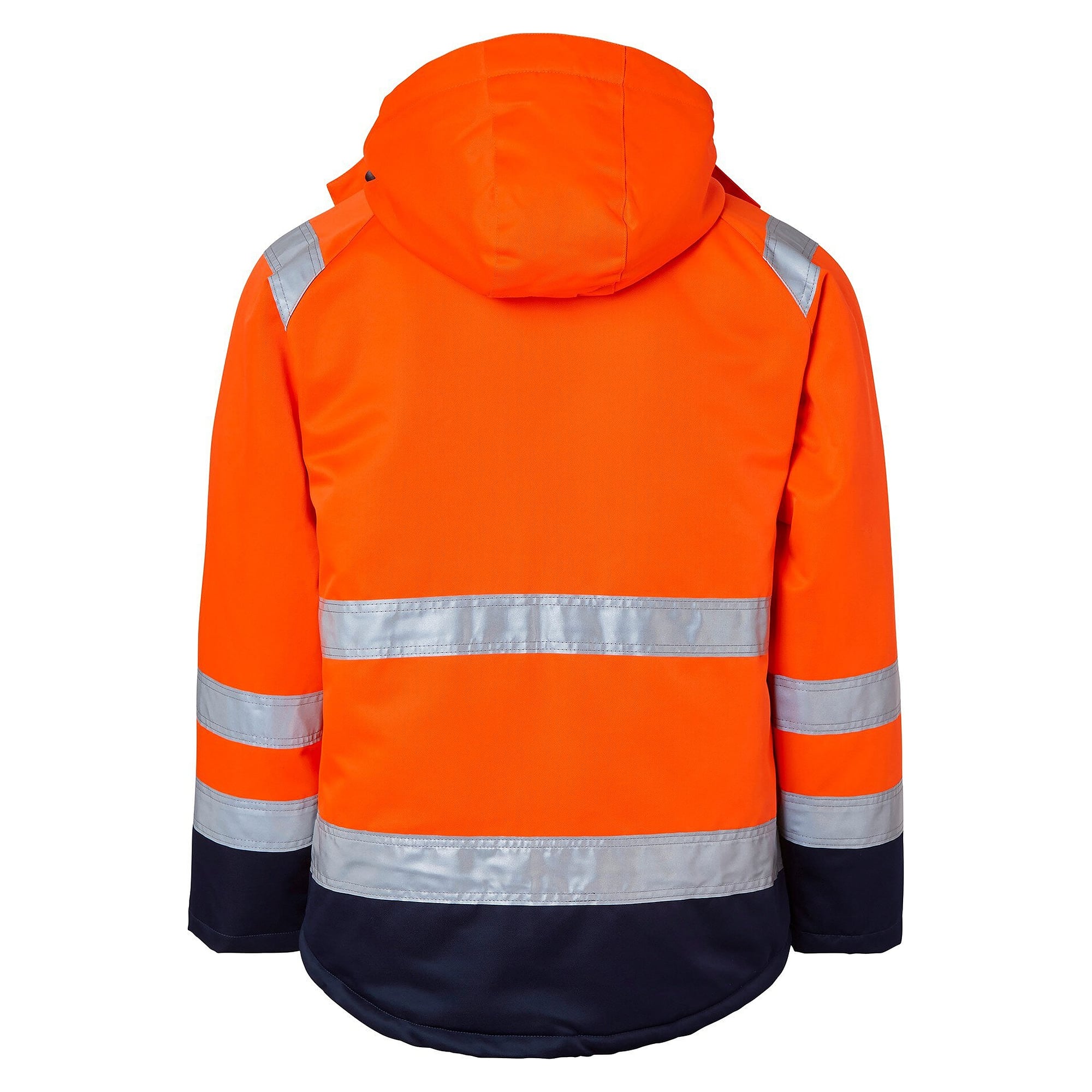 Warnschutz-Winterjacke 131 nach EN ISO 20471 Klasse 3, gesteppt, mit Kapuze, fluoreszierend orange/marineblau - Top Swede 1000695991
