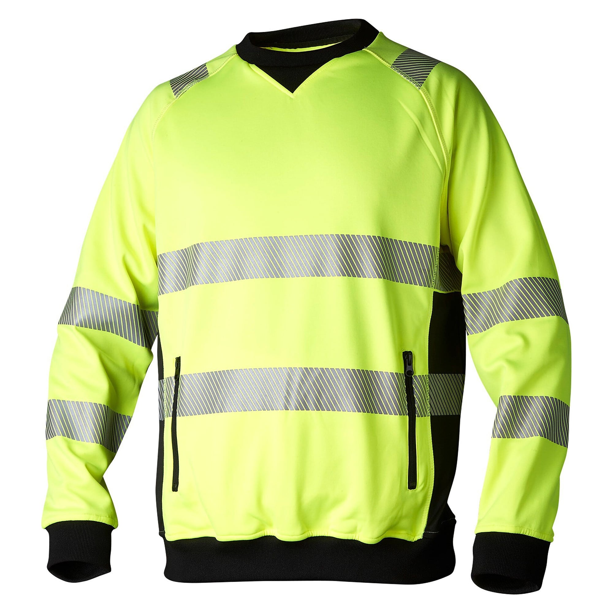 Sweat-shirt haute visibilité 132 à poches zippées, EN ISO 20471 classe 3, jaune fluo/noir - Top Swede 1000696982