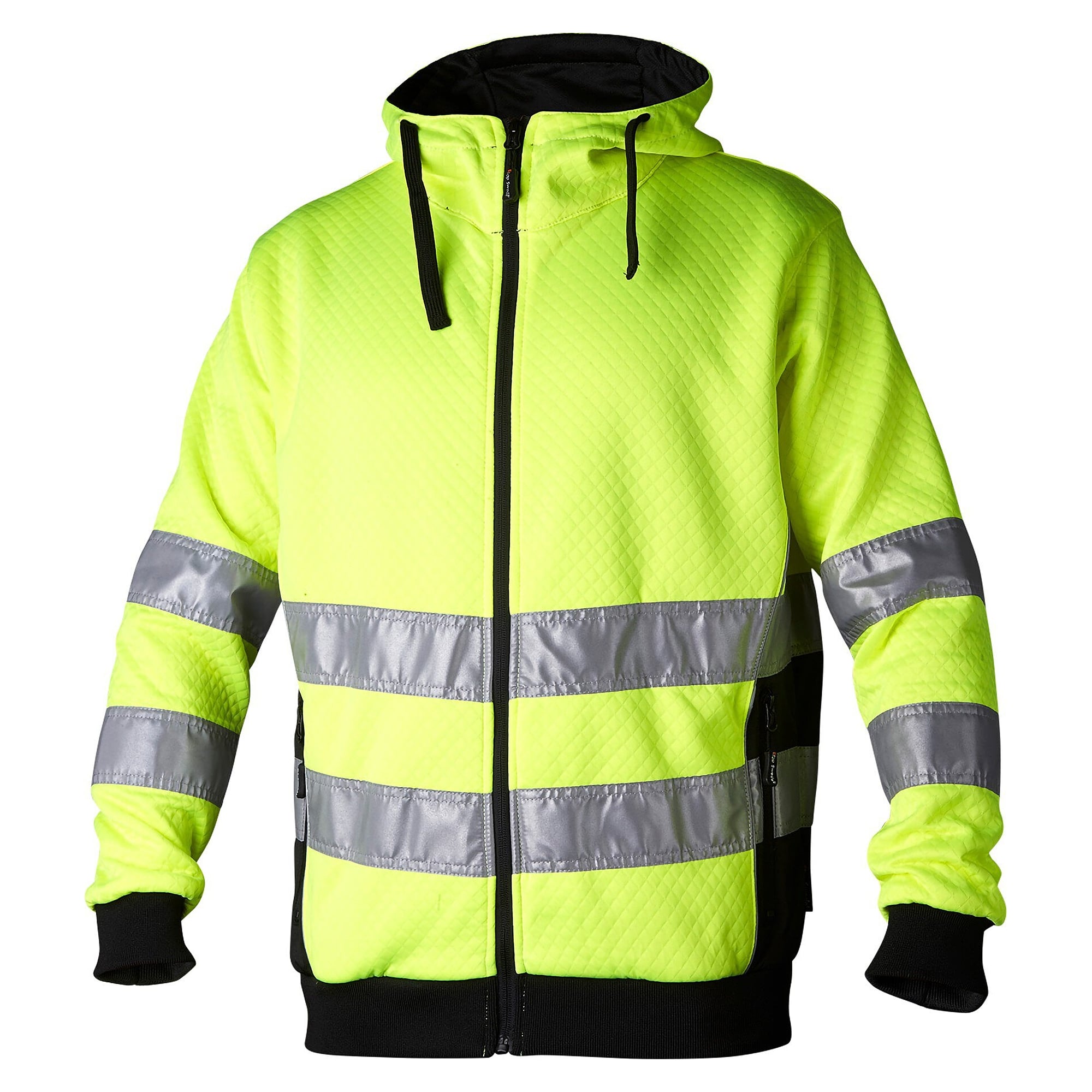 Sweat à capuche zippé haute visibilité 133, EN ISO 20471 classe 3, jaune fluo/noir - Top Swede 1000698982