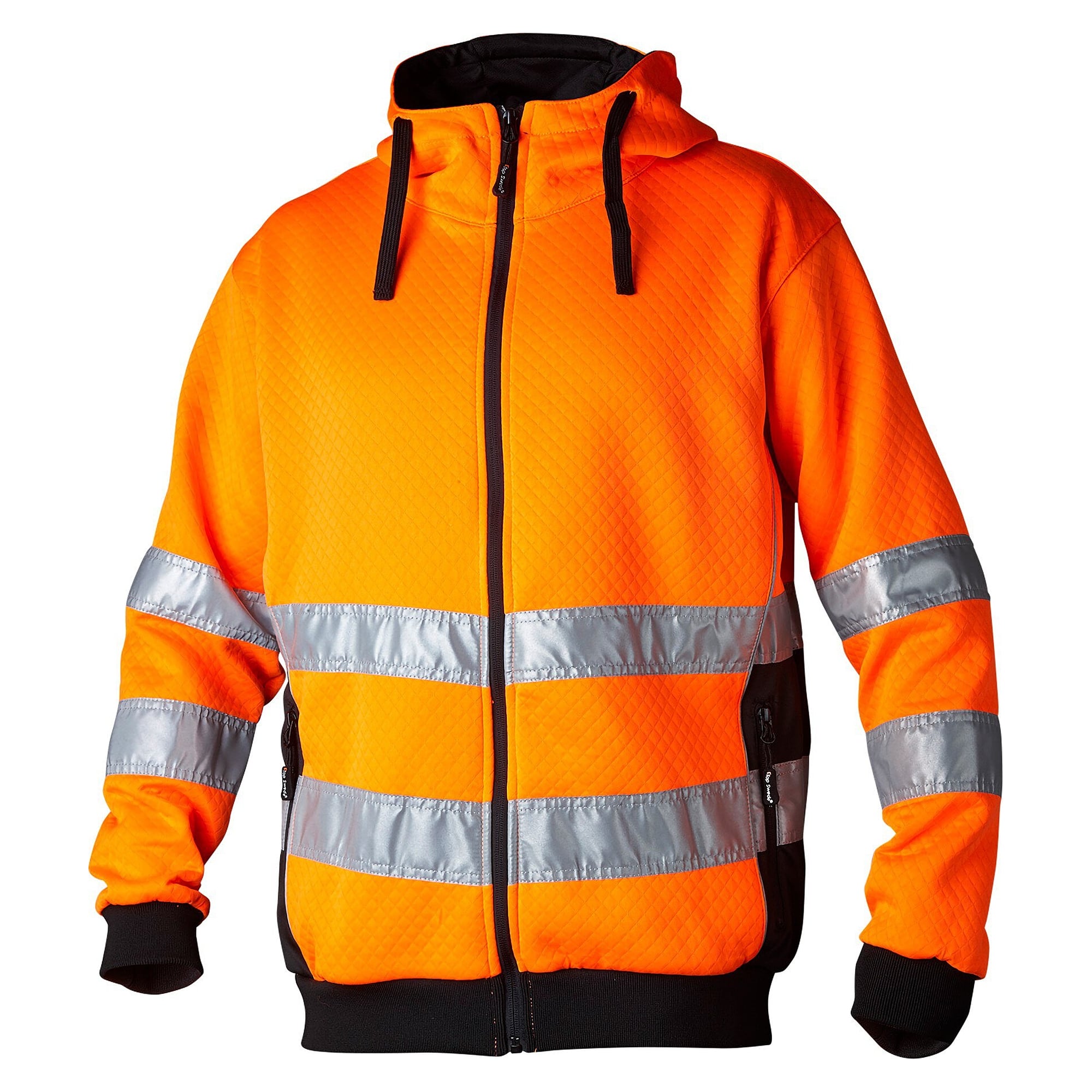 Sweat à capuche zippé haute visibilité 133, EN ISO 20471 classe 3, orange fluo/noir - Top Swede 1000698990