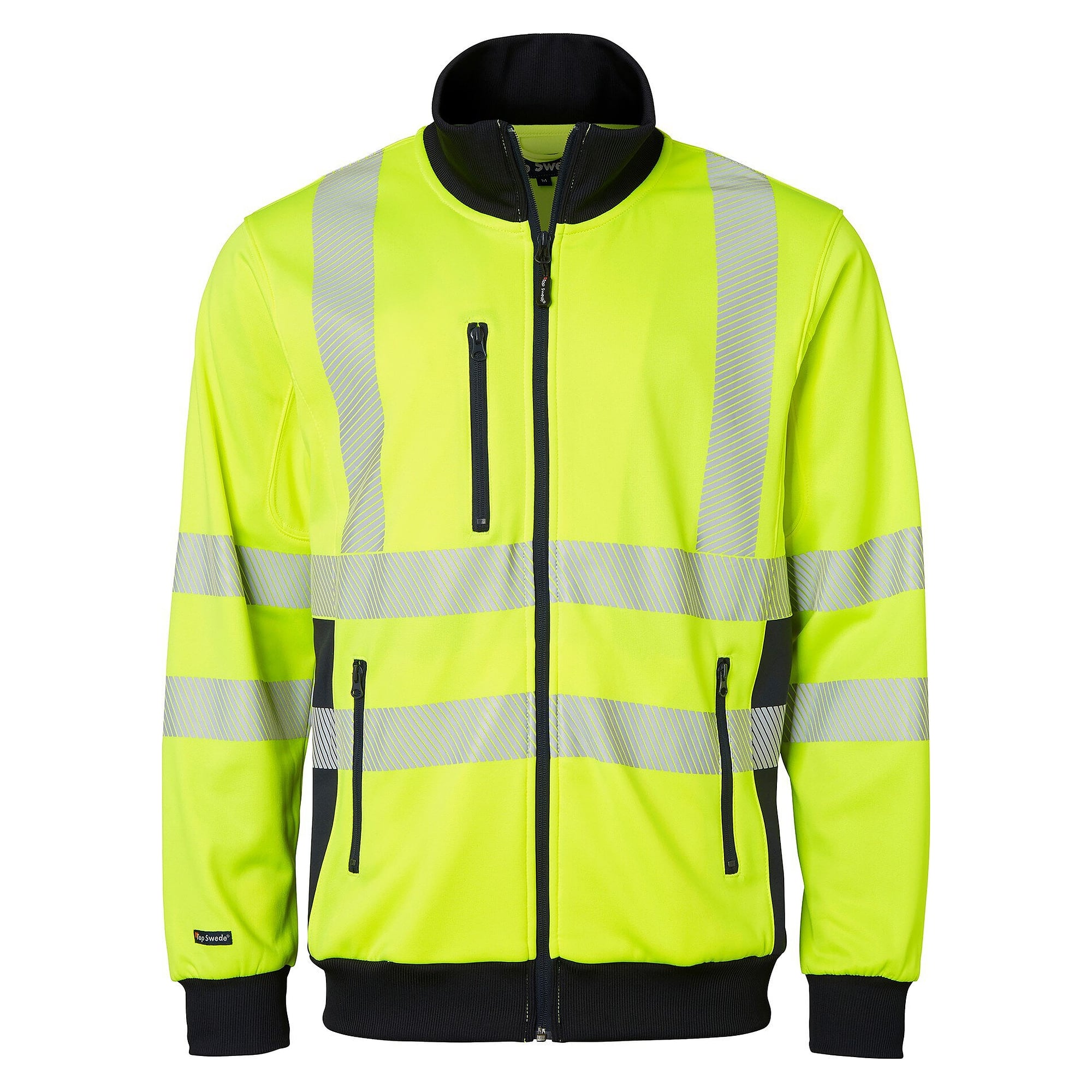 Sweat-shirt zippé haute visibilité 1529, EN ISO 20471 classe 3, jaune fluo/bleu marine - Top Swede 1000712983