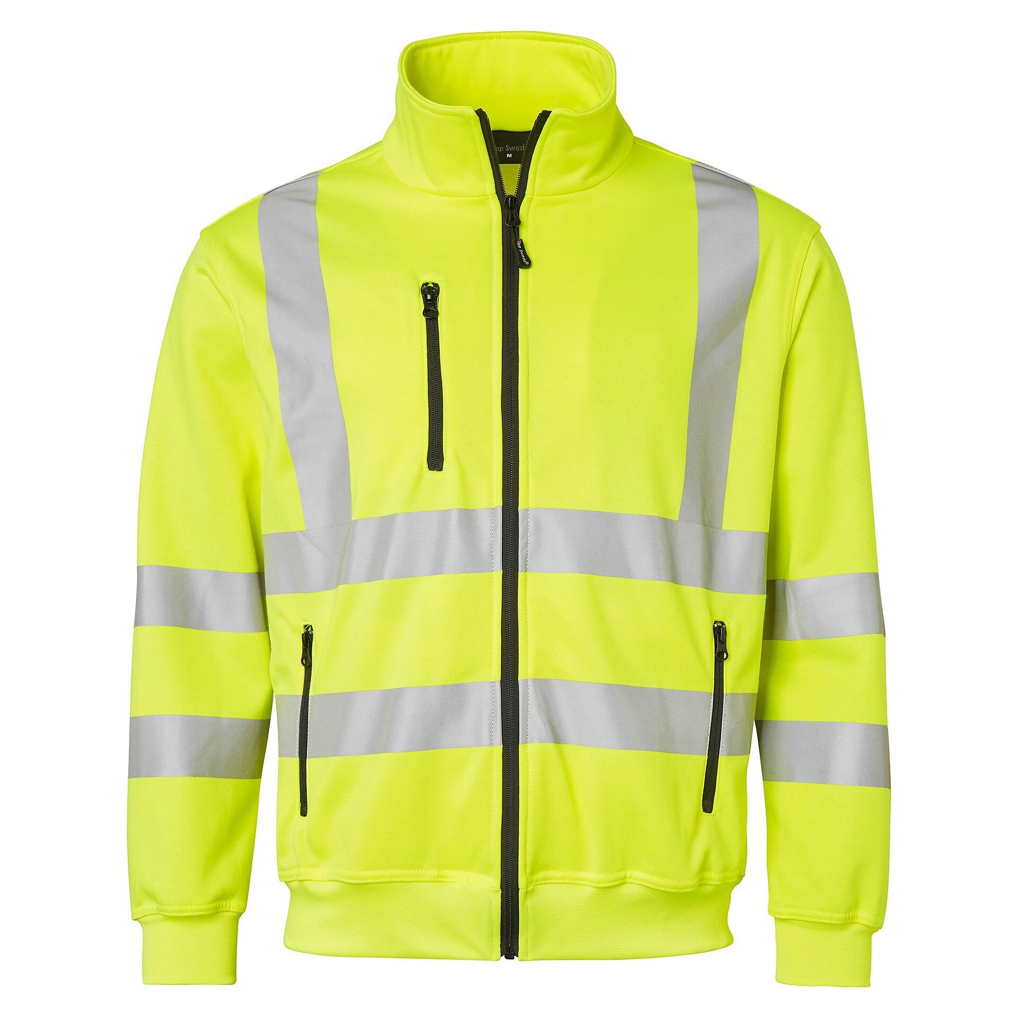 Warnschutz-Sweatjacke mit Kragen und Reißverschluss, fluoreszierend gelb, EN ISO 20471 - Top Swede 1000727712