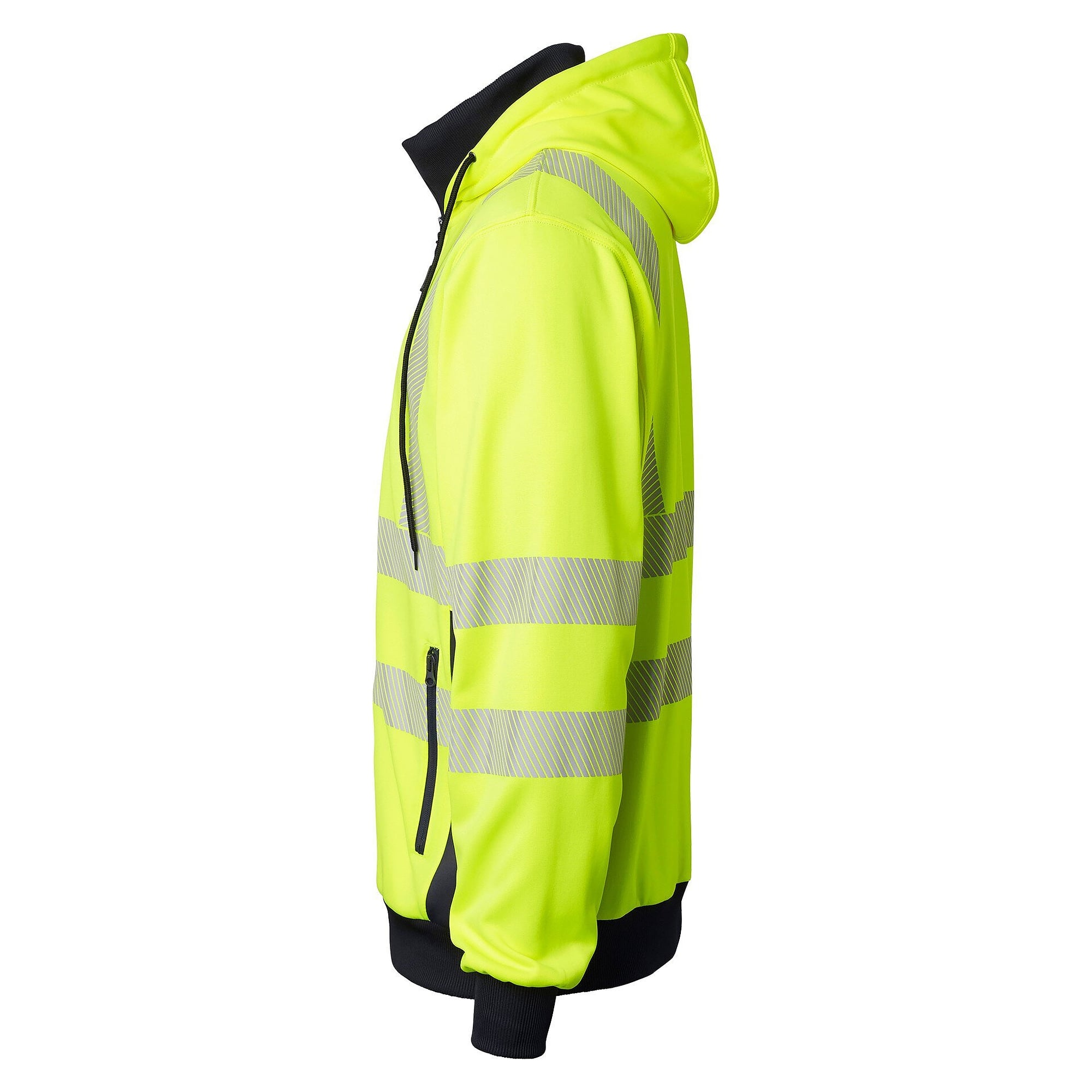 Sweat zippé à capuche haute visibilité 1729, porte-badge, EN ISO 20471 classe 3, jaune fluo/bleu marine - Top Swede 1000728983