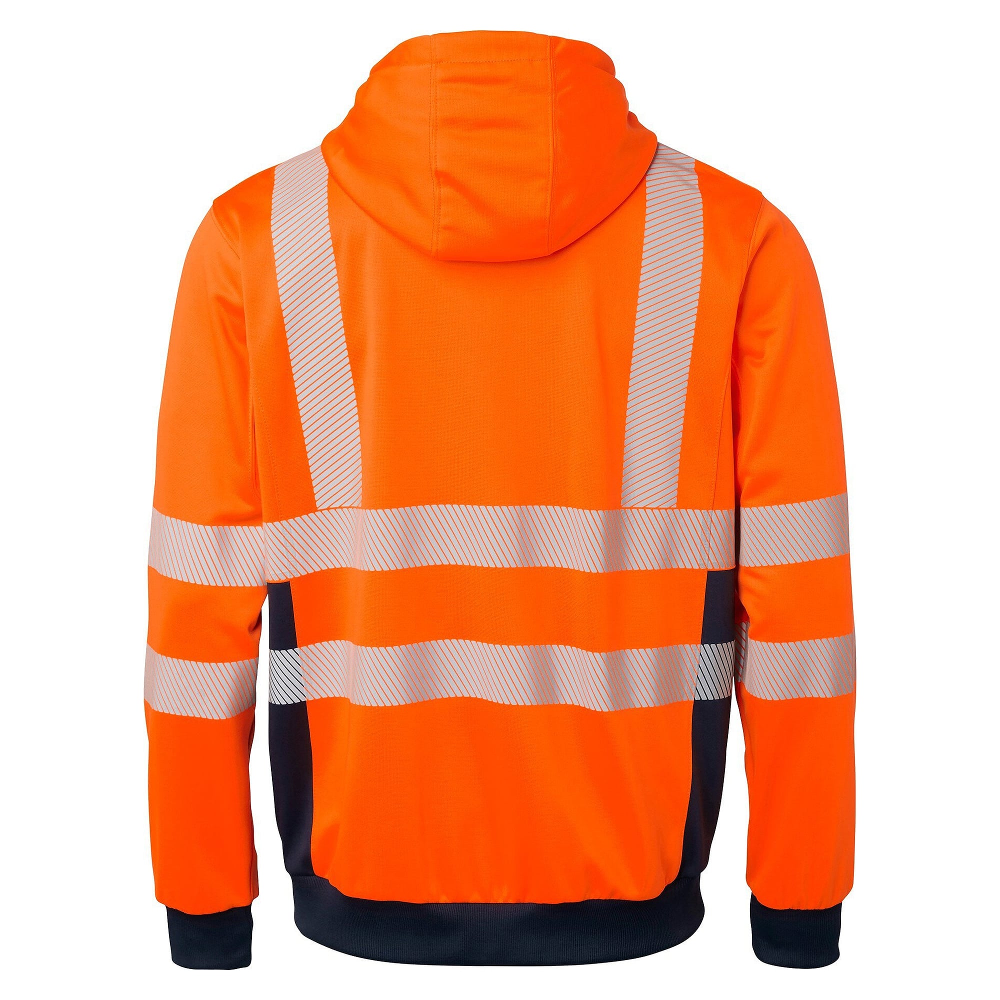 Sweat zippé à capuche haute visibilité 1729, porte-badge, EN ISO 20471 classe 3, orange fluo/bleu marine - Top Swede 1000728991
