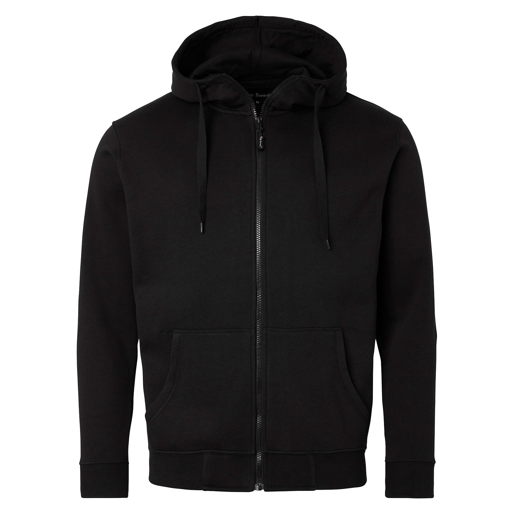 Men's hooded sweat jacket 185 with full zip, fixed hood and side pockets, black - Top Swede 1000735001