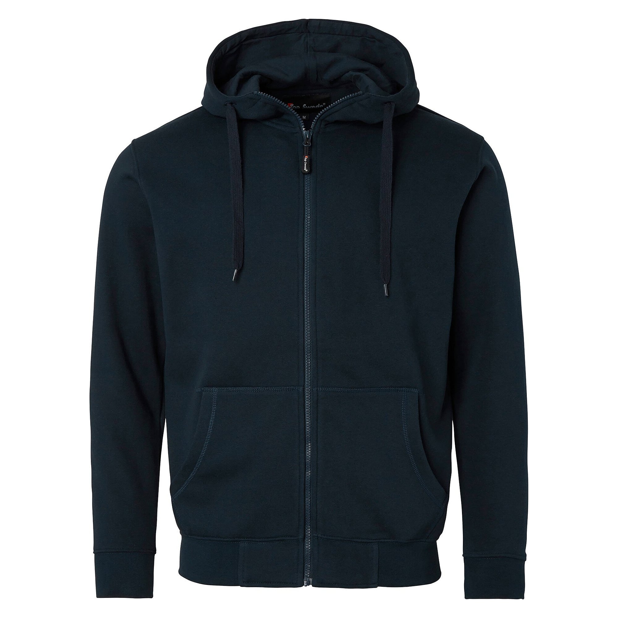 Veste sweat à capuche homme 185 à zip intégral, capuche fixe et poches, bleu marine - Top Swede 1000735403