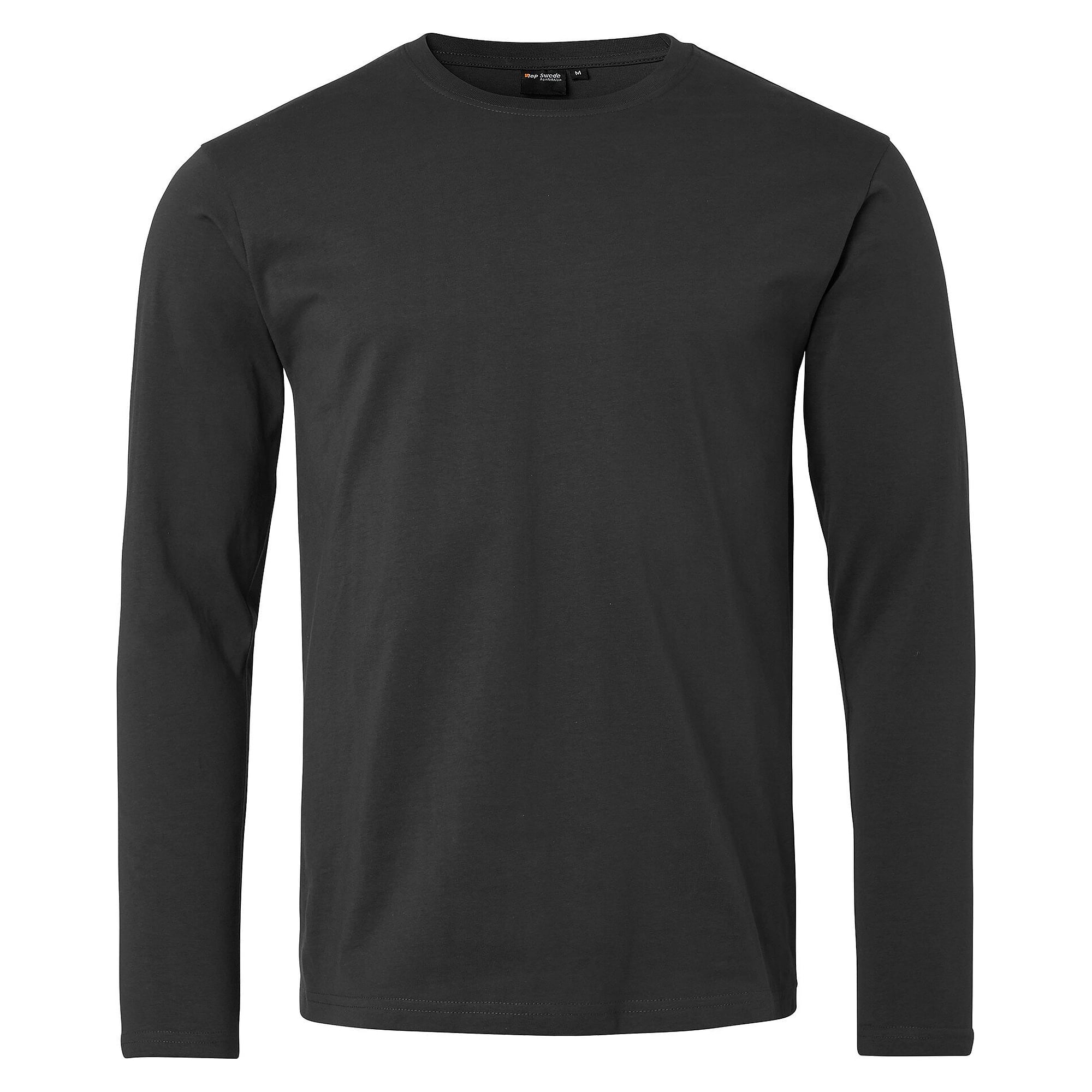 Langarm-T-Shirt 138 mit Rundhals aus doppeltem Elasthan, Unisex, Dunkelgrau - Top Swede 1000848021