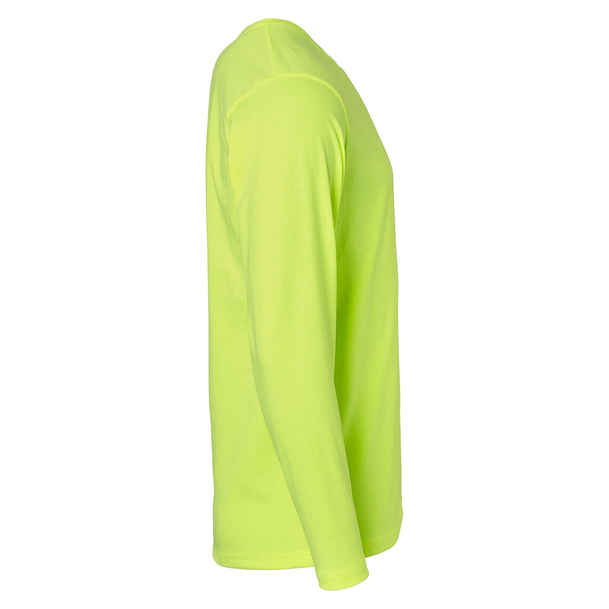 138-010 long sleeve T-shirt with double elastane crew neck, unisex, fluorescent yellow - Top Swede 1000849712