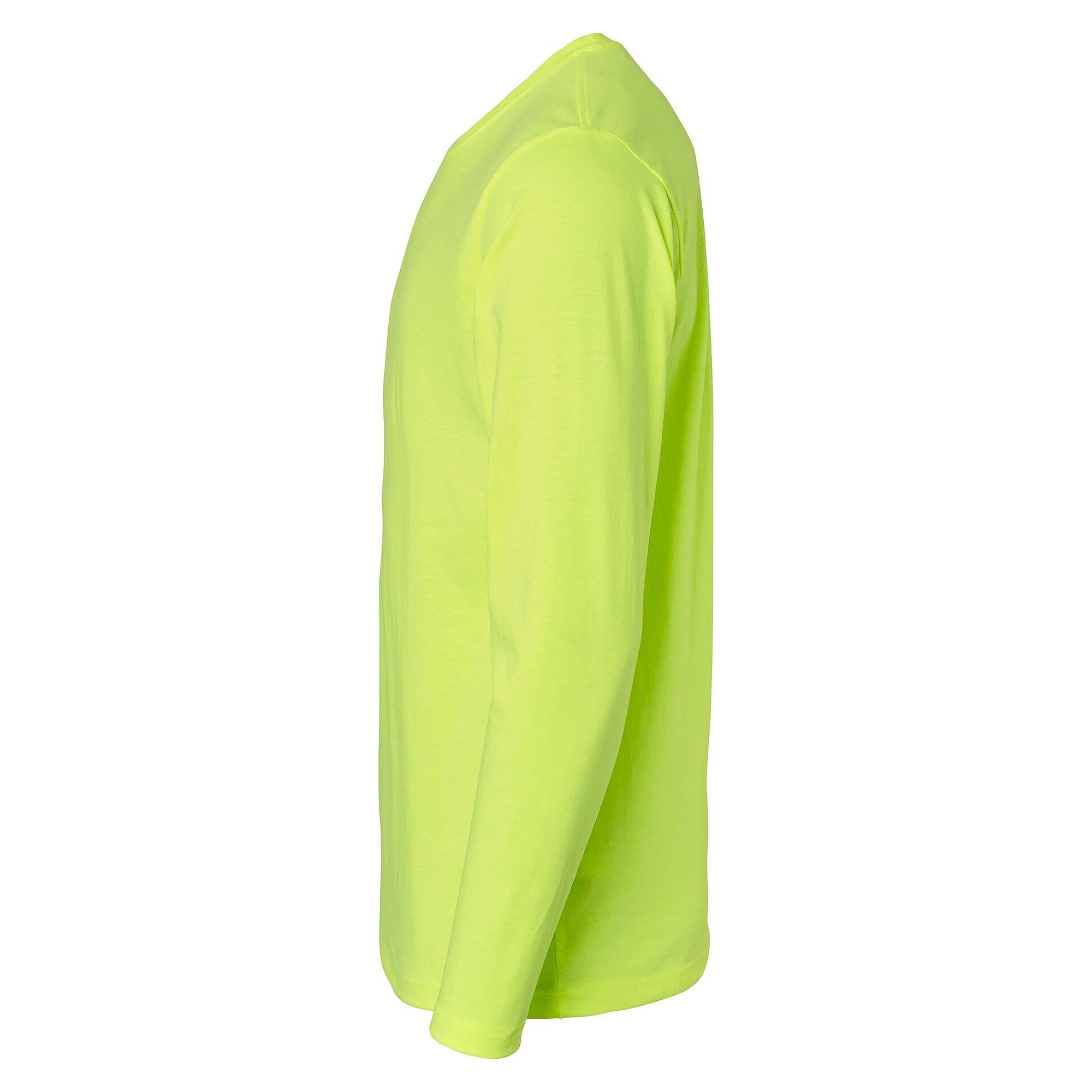 138-010 long sleeve T-shirt with double elastane crew neck, unisex, fluorescent yellow - Top Swede 1000849712