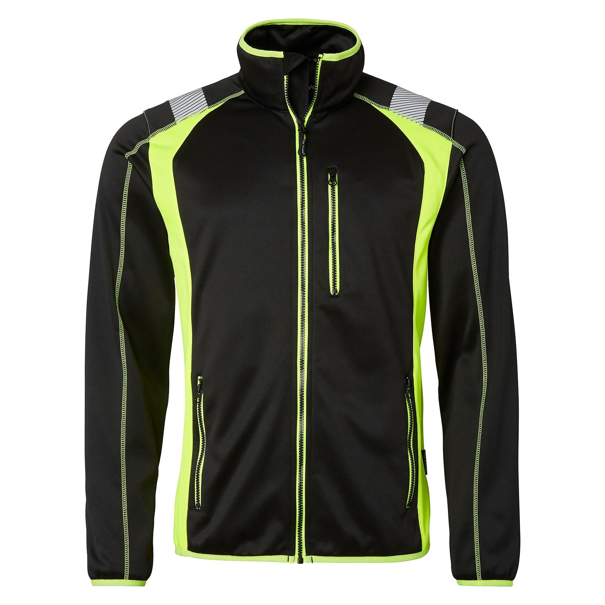 Veste sweat 275 zip intégral avec réfléchissants et porte-badge, noir/jaune fluo - Top Swede 1000869914