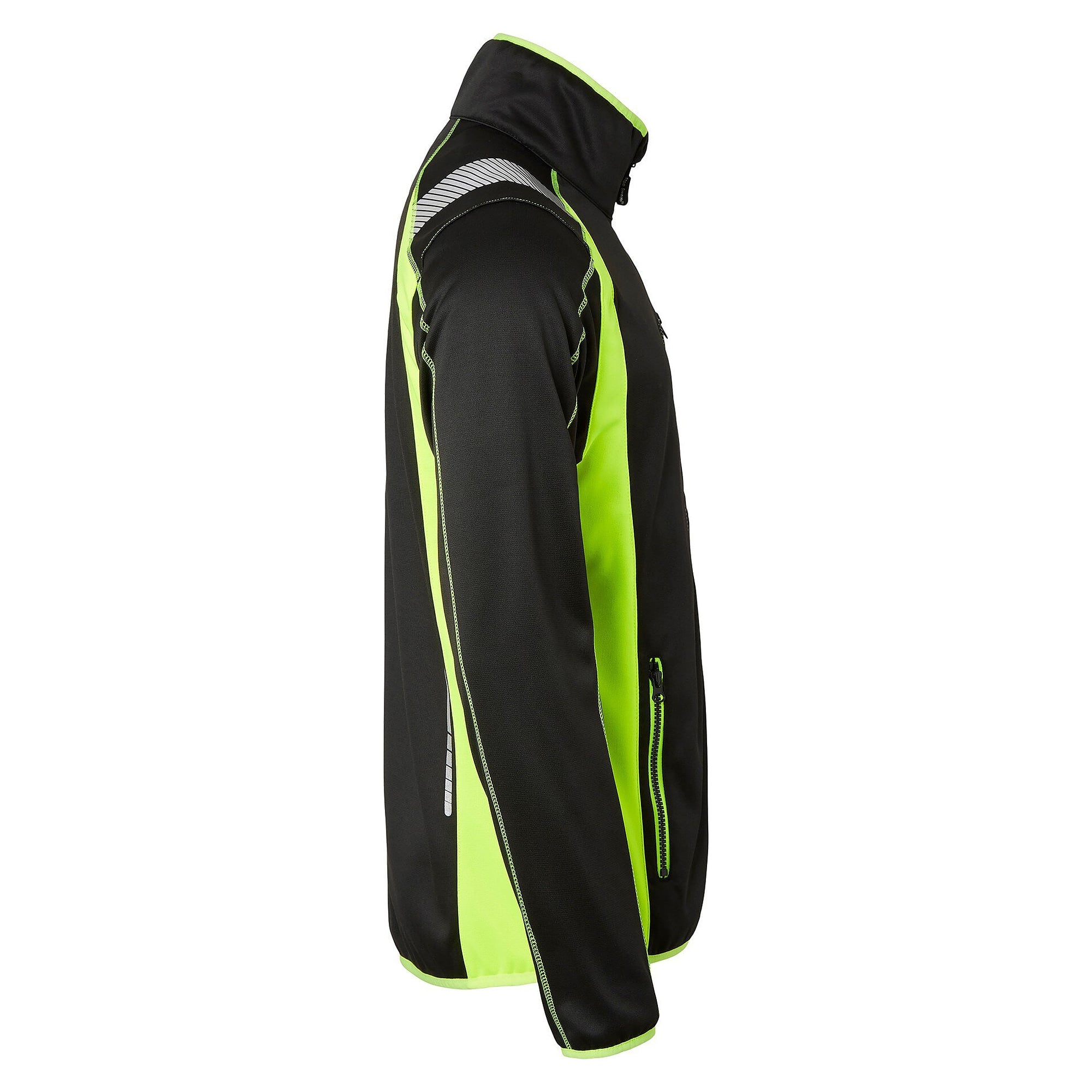 Full-zip sweat jacket 275 with reflectors and ID card pocket, black/fluorescent yellow - Top Swede 1000869914