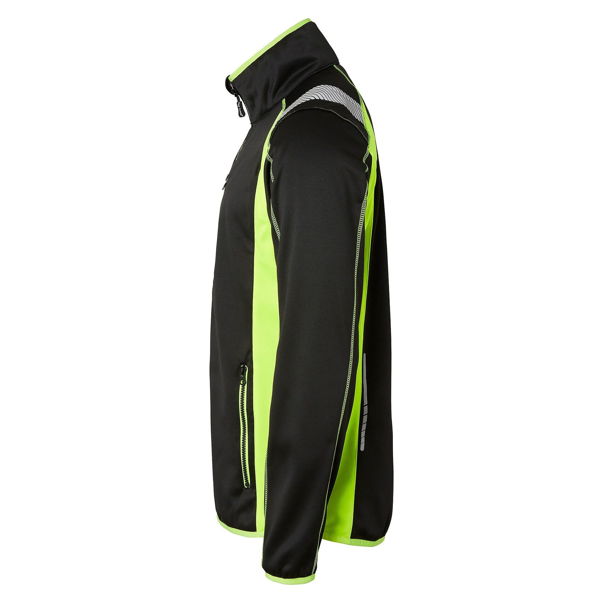 Full-zip sweat jacket 275 with reflectors and ID card pocket, black/fluorescent yellow - Top Swede 1000869914