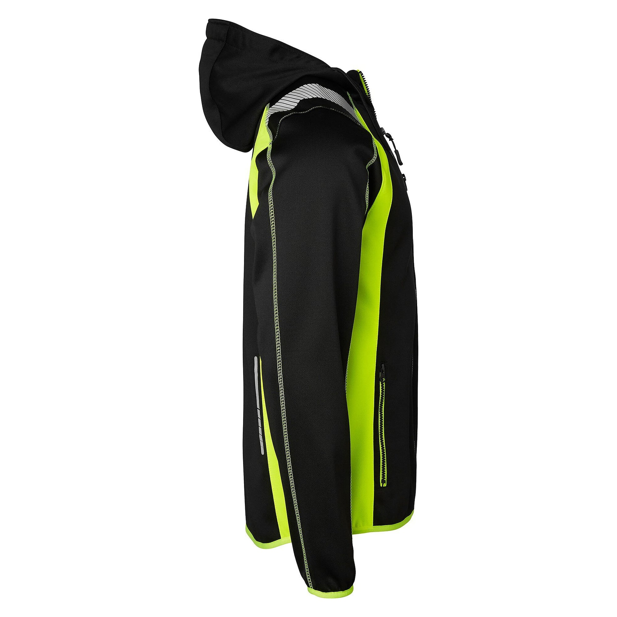 Veste sweat à capuche zippée avec porte-badge et réflecteurs, noir/jaune fluo - Top Swede 1000870914