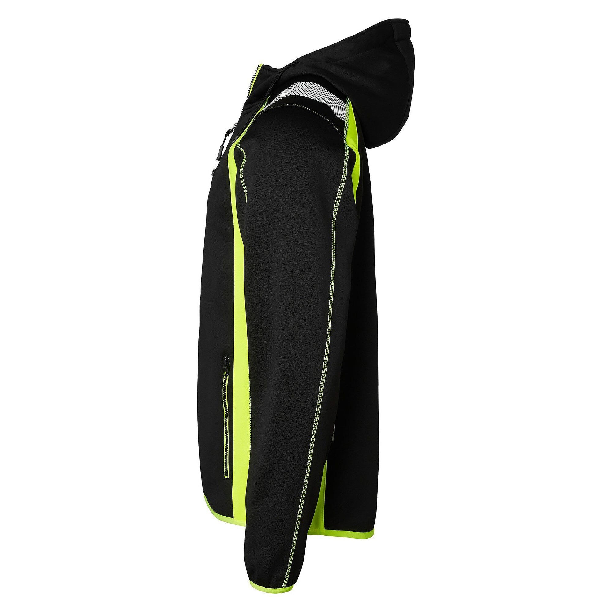 Veste sweat à capuche zippée avec porte-badge et réflecteurs, noir/jaune fluo - Top Swede 1000870914