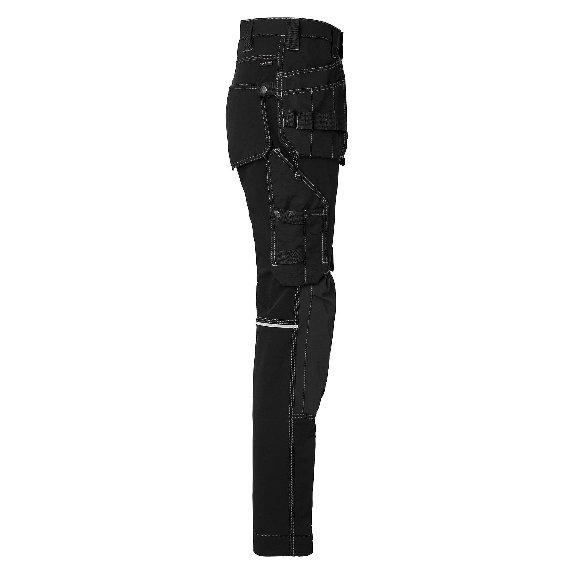 Damen-Handwerkerhose 307 mit Vier-Wege-Stretch, CORDURA-Knietaschen und Hängetaschen, schwarz - Top Swede 1000879001