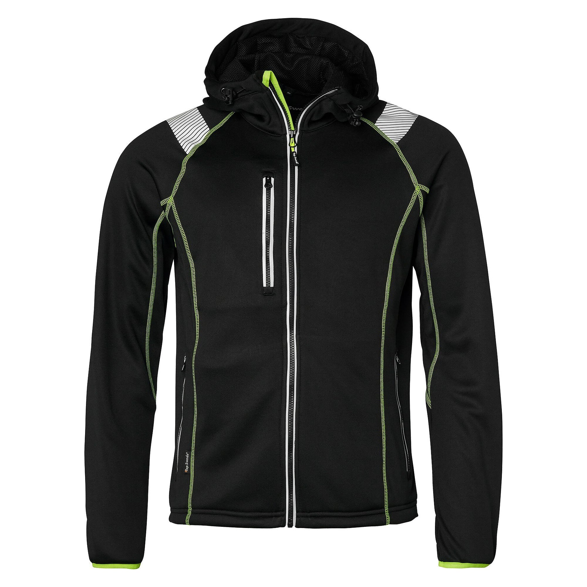 Sweat-shirt zippé à capuche 353, intérieur polaire et bandes réfléchissantes, unisexe, noir - Top Swede 1000894001