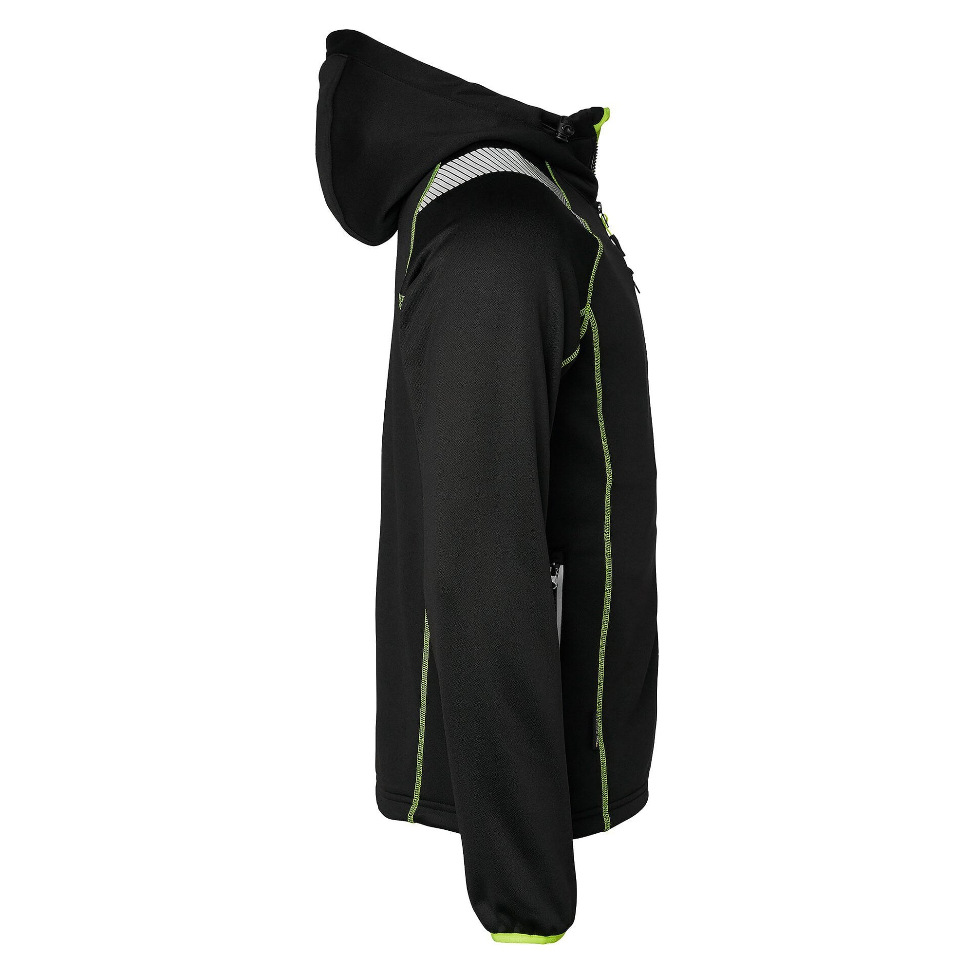 Kapuzen-Sweatjacke 353 mit Fleece-Innenseite und Reflexbesätzen, Unisex, schwarz - Top Swede 1000894001