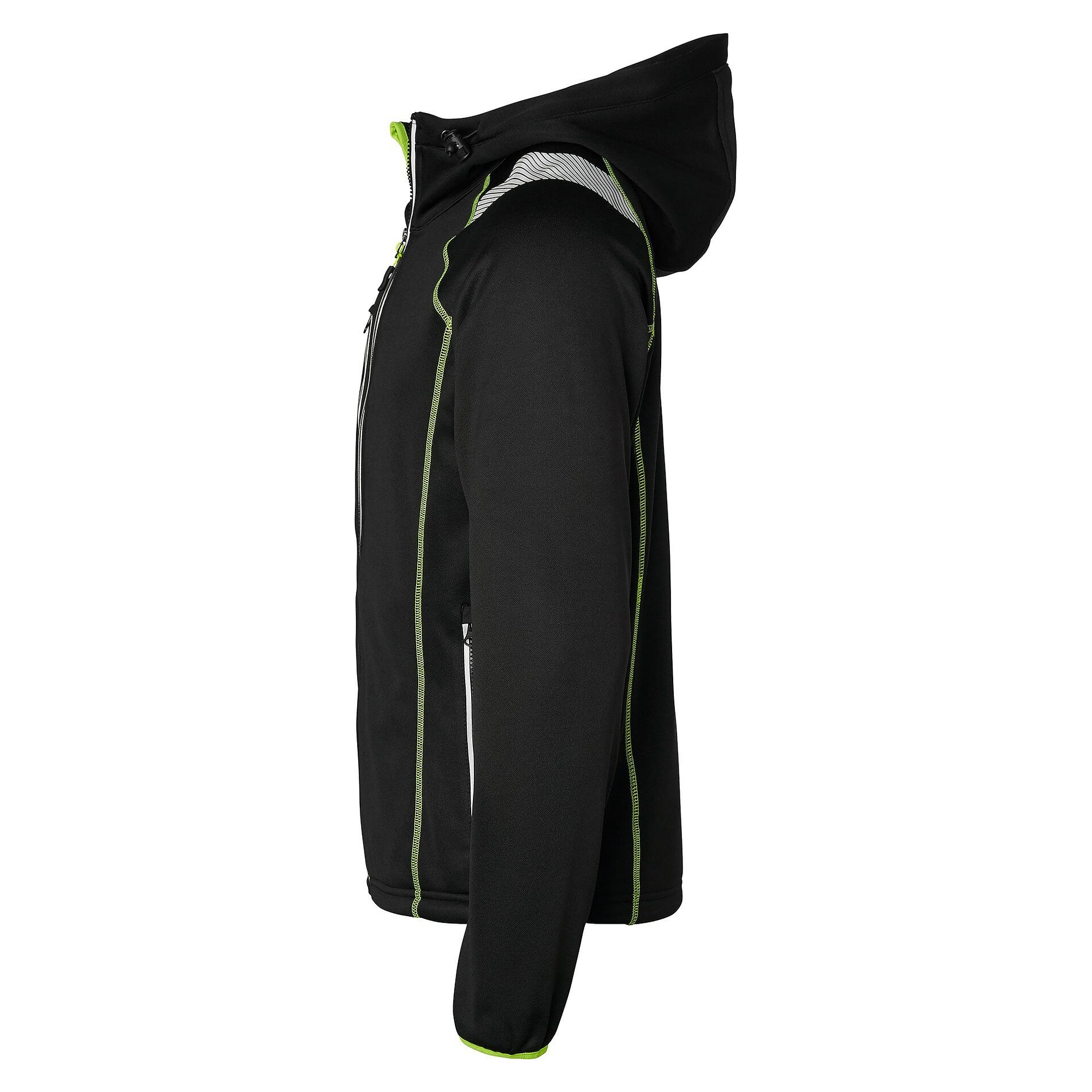 Kapuzen-Sweatjacke 353 mit Fleece-Innenseite und Reflexbesätzen, Unisex, schwarz - Top Swede 1000894001