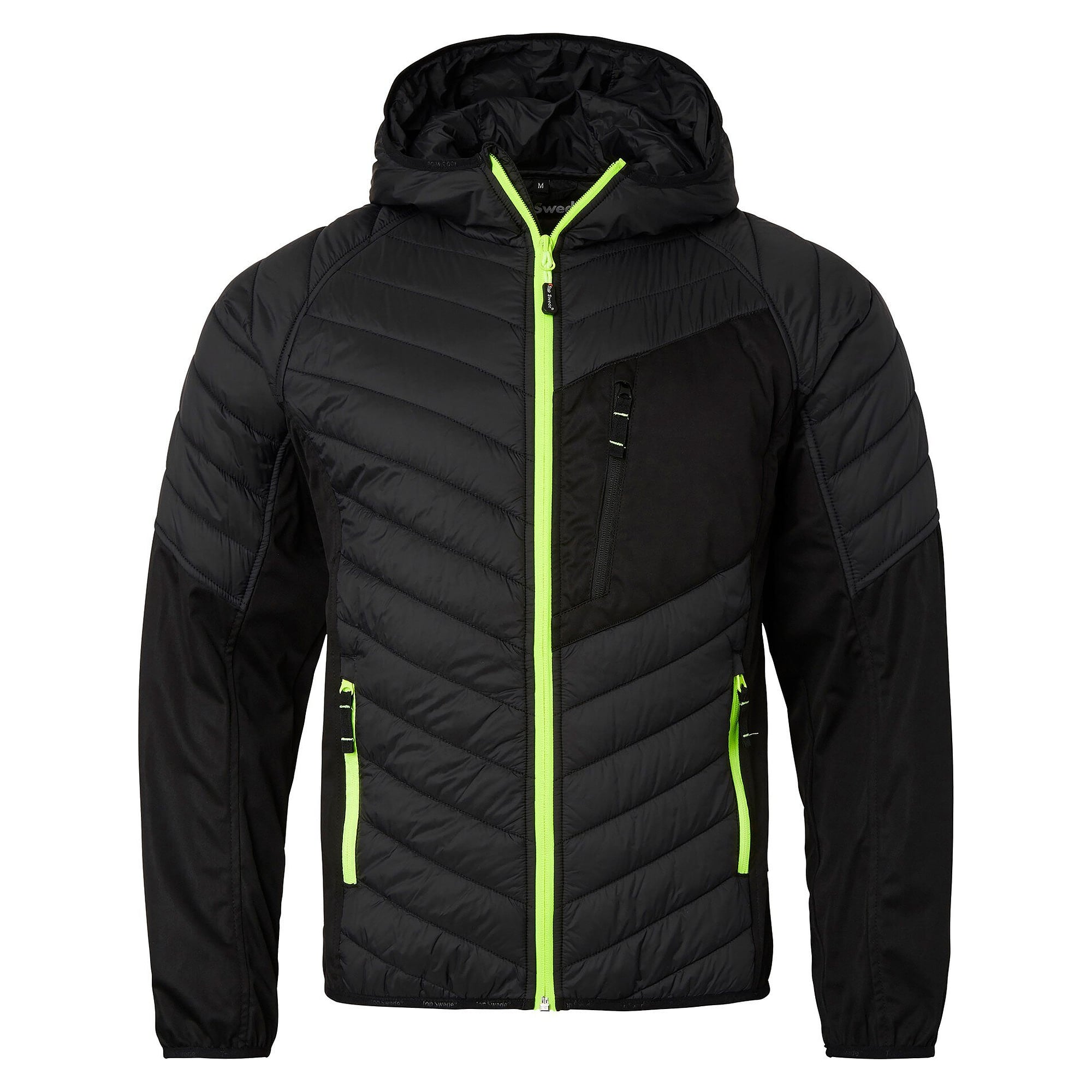 Leichte Steppjacke 355 mit Kapuze und Softshell-Stretcheinsätzen, Unisex, schwarz - Top Swede 1000896001