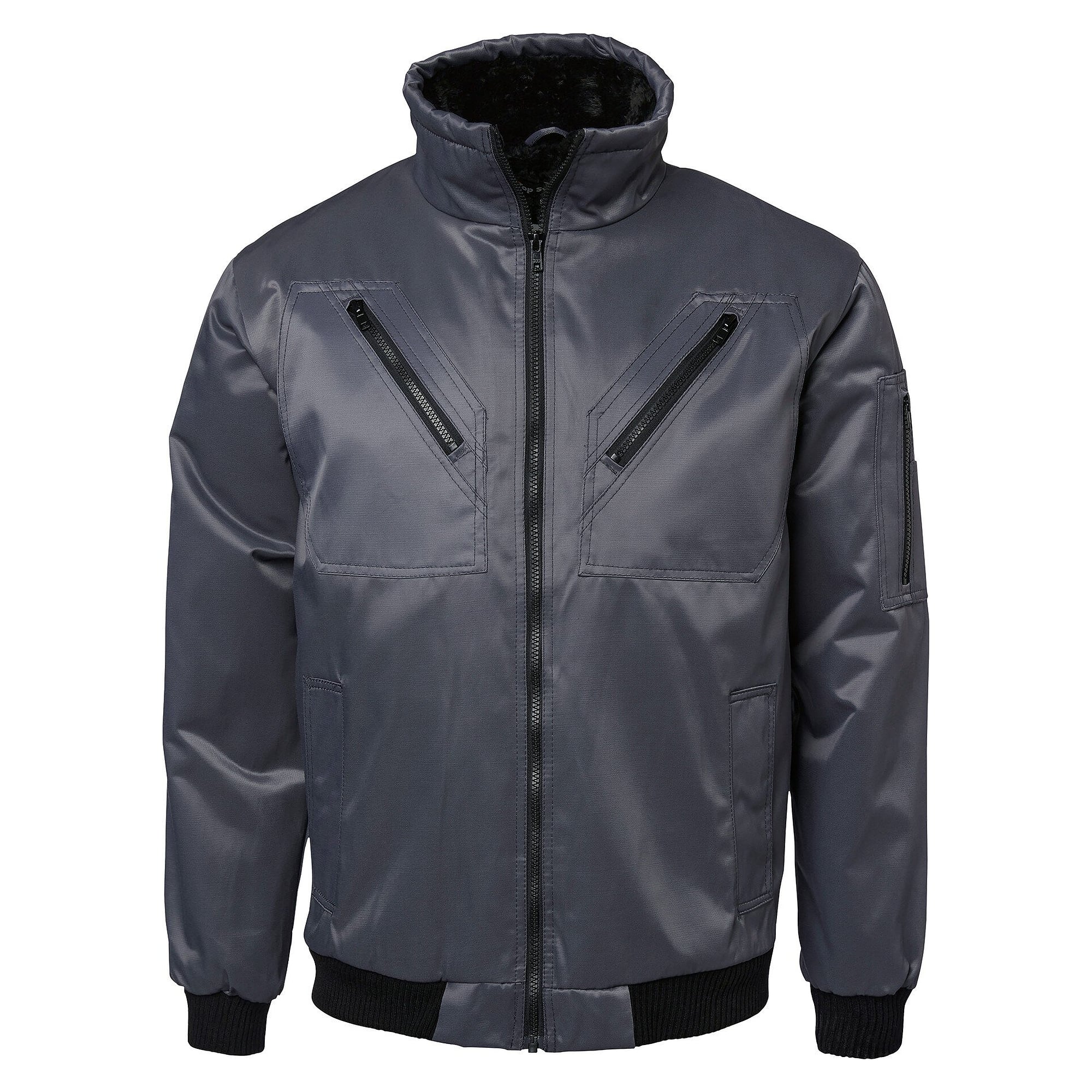 Veste d'hiver doublée 5026 style aviateur à sept poches, unisexe, gris foncé - Top Swede 1000928021