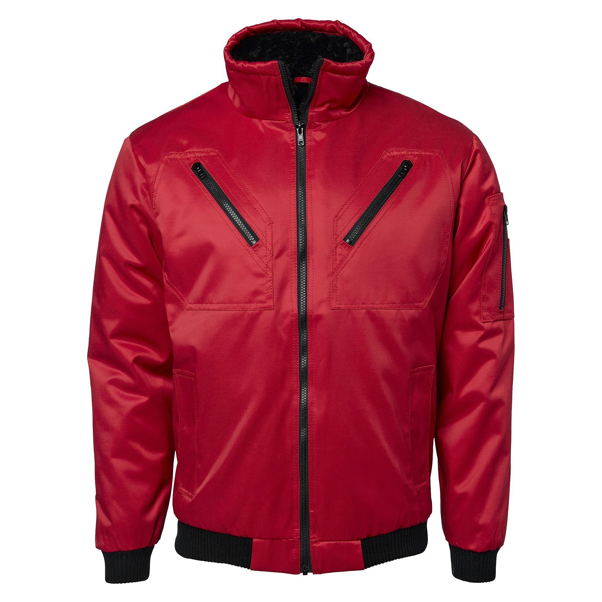 Gefütterte Winterjacke 5026 im Fliegerjacken-Stil mit sieben Taschen, Unisex, rot - Top Swede 1000928607