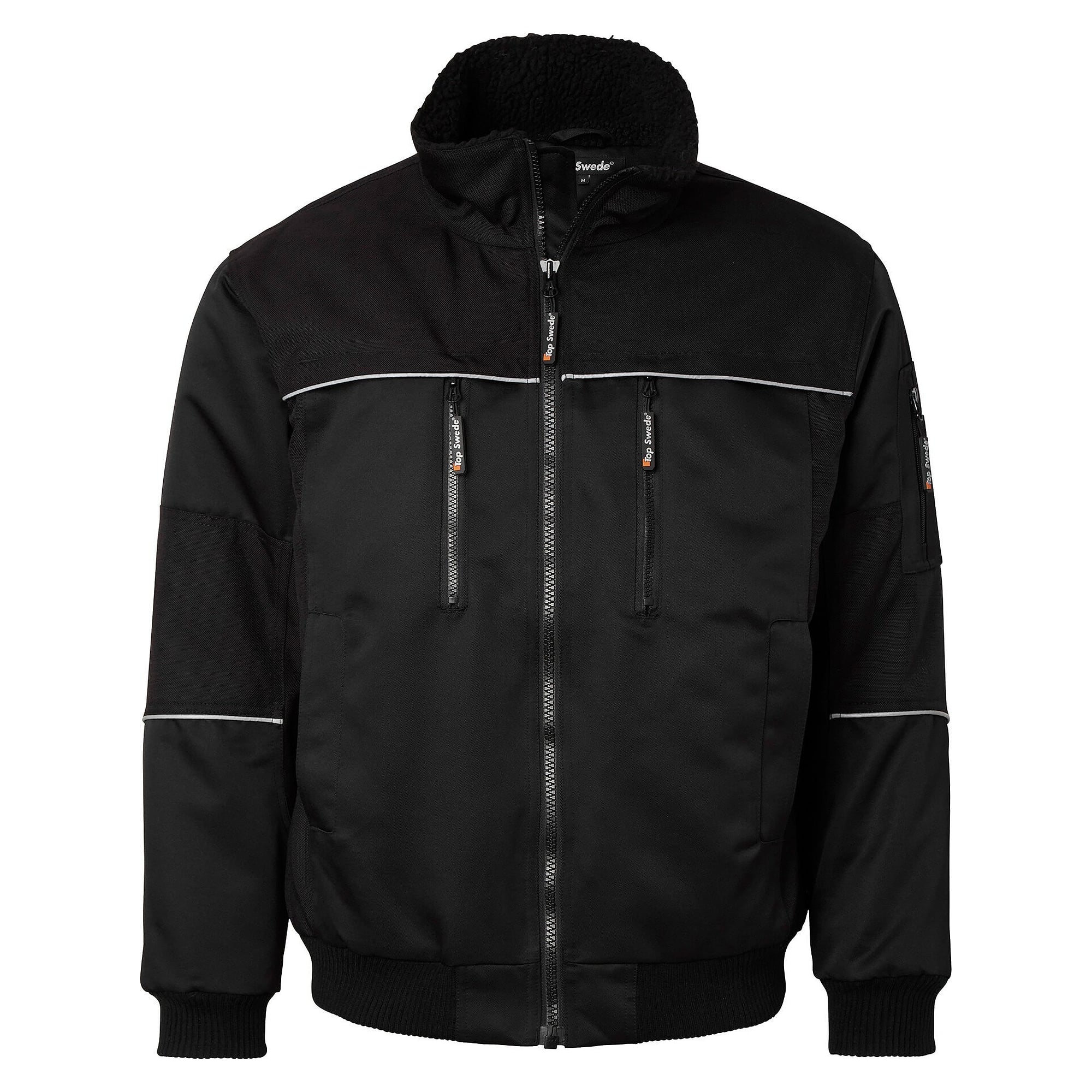 Gefütterte Winterjacke 5126 mit Nylonverstärkung und Reflexbesätzen, Unisex, schwarz - Top Swede 1000929001