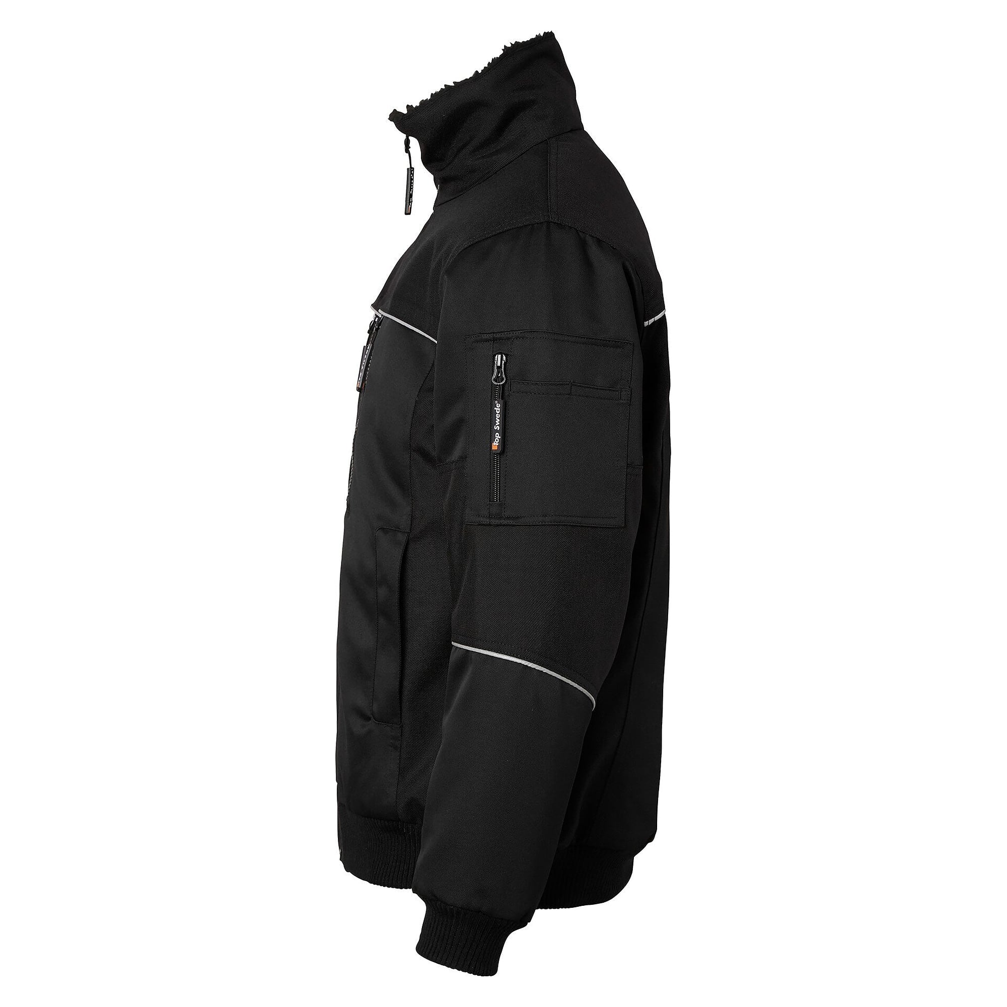 Gefütterte Winterjacke 5126 mit Nylonverstärkung und Reflexbesätzen, Unisex, schwarz - Top Swede 1000929001