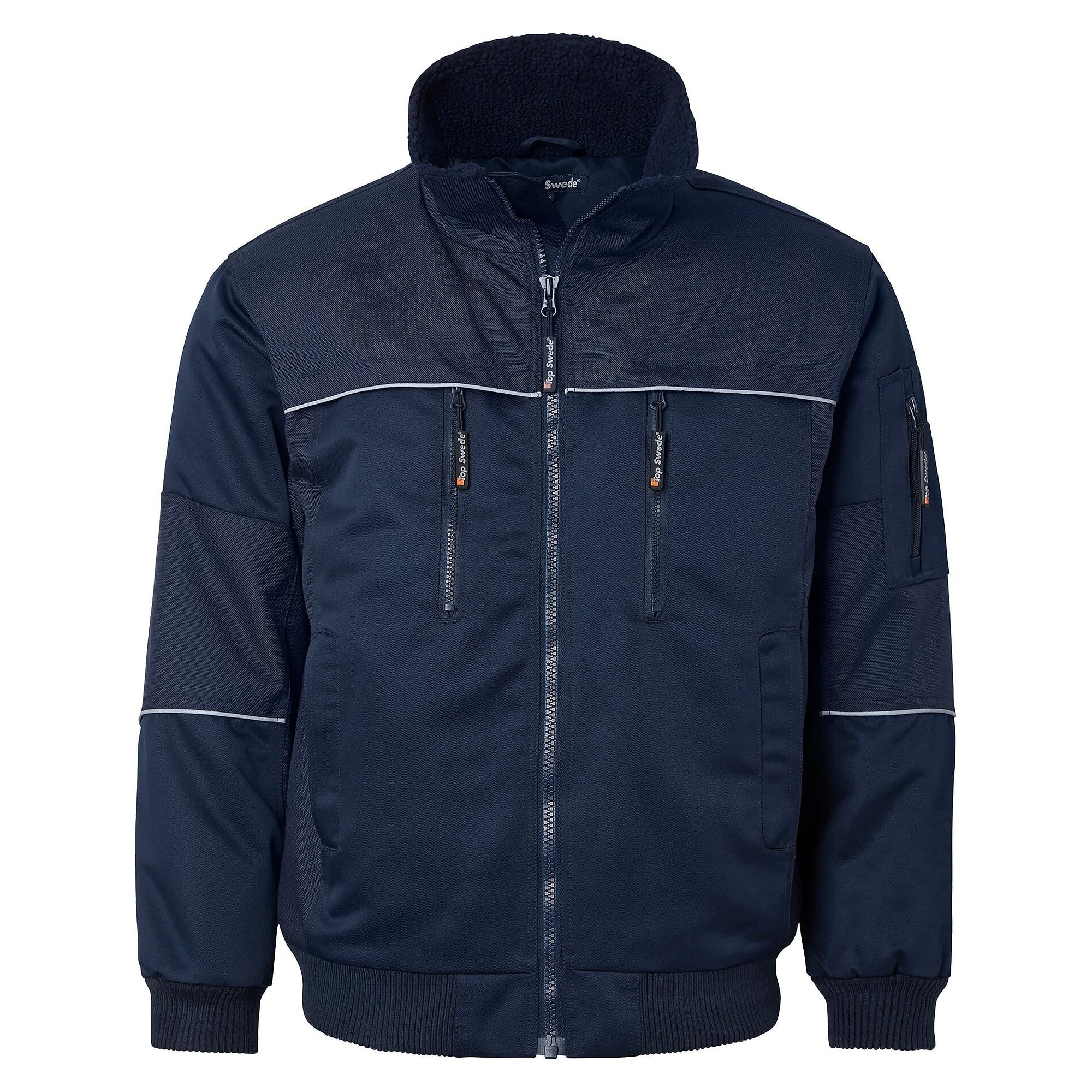 Gefütterte Winterjacke 5126 mit Nylonverstärkung und Reflexbesätzen, Unisex, navy - Top Swede 1000929403