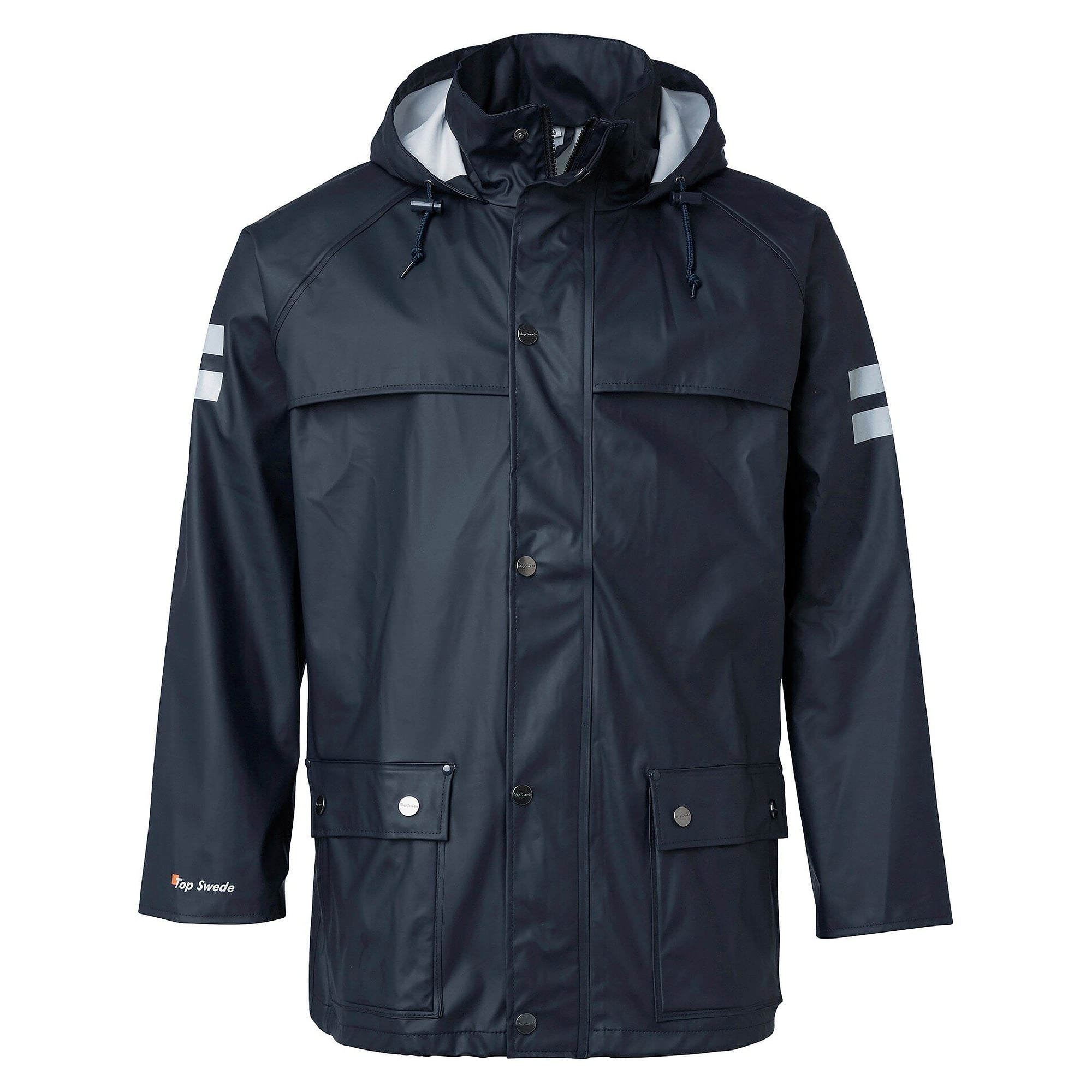 Veste de pluie 9195 stretch, 80 cm de long, coutures soudées, EN 343 3/1, bleu marine - Top Swede 1000991403