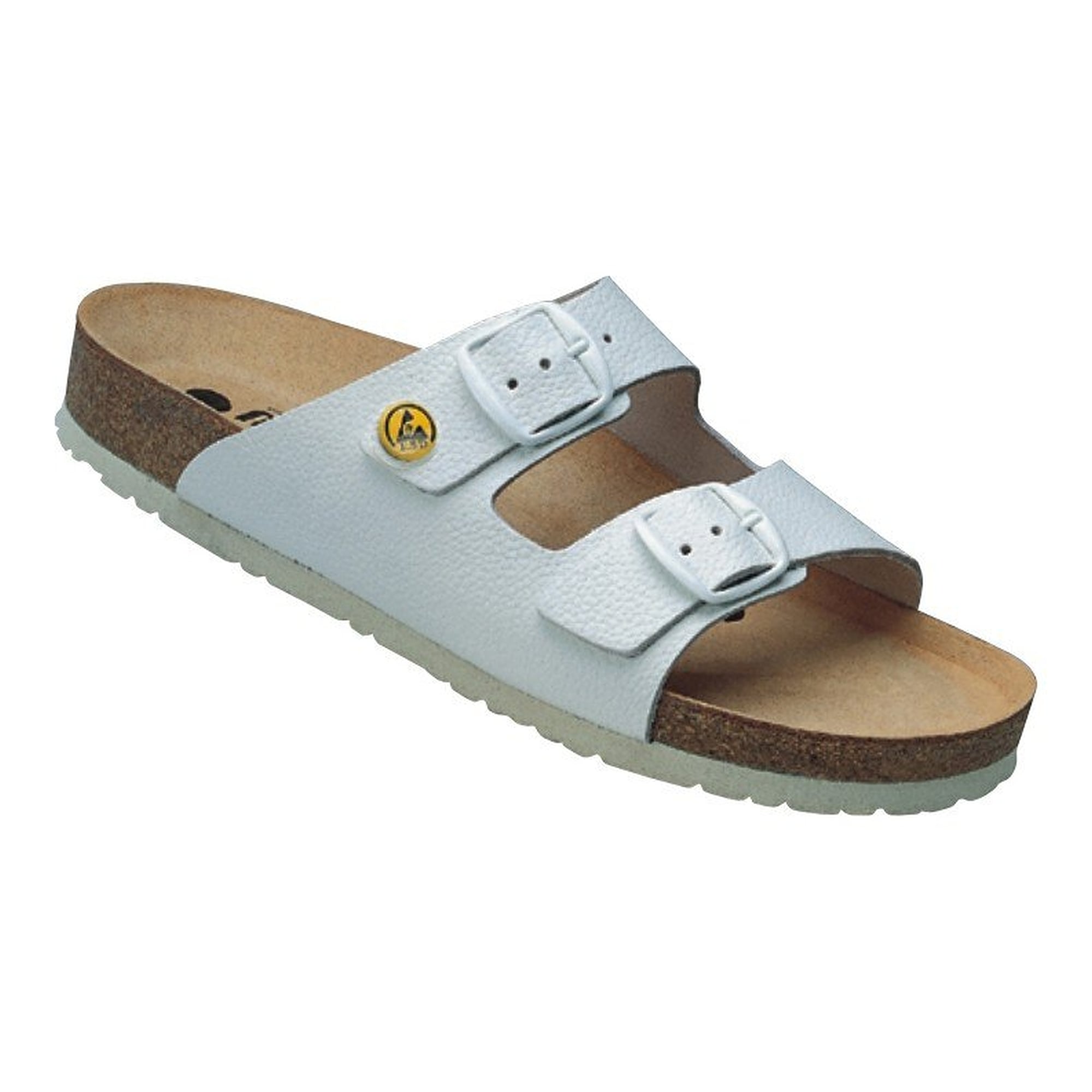 Sandale de travail ESD cuir de vachette, deux boucles, talon ouvert, blanc - Vitaform 3670-10
