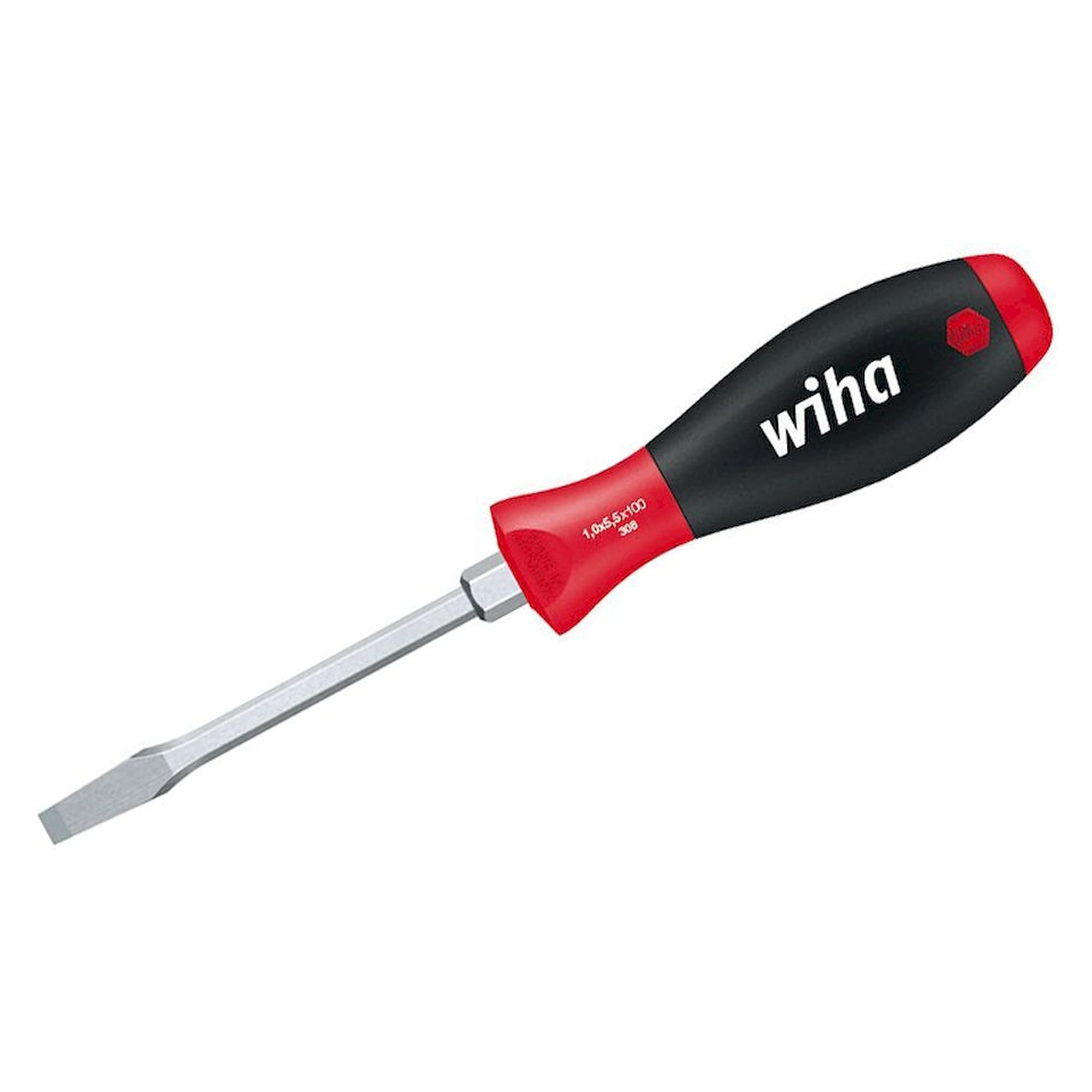 Schlitzschraubendreher SoftFinish 308 mit Sechskantklinge 10,0 x 175 mm - Wiha 00738